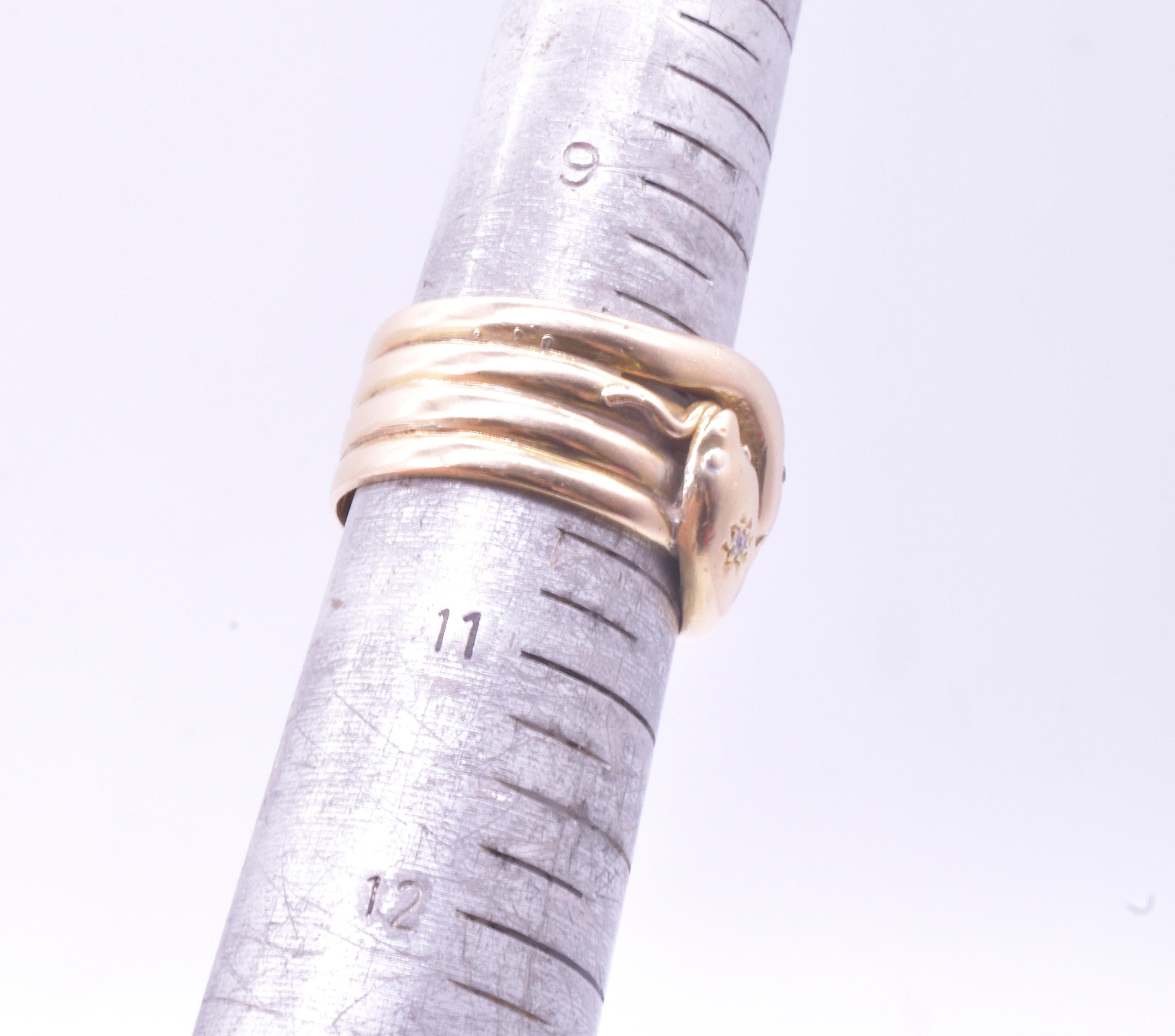 A.I.C. 1880 Anello a quattro spirali con serpente a doppia testa tempestato di diamanti a stella in vendita 2