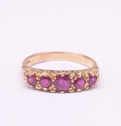 C1880 18K Five Stone Half Hoop Ruby Ring