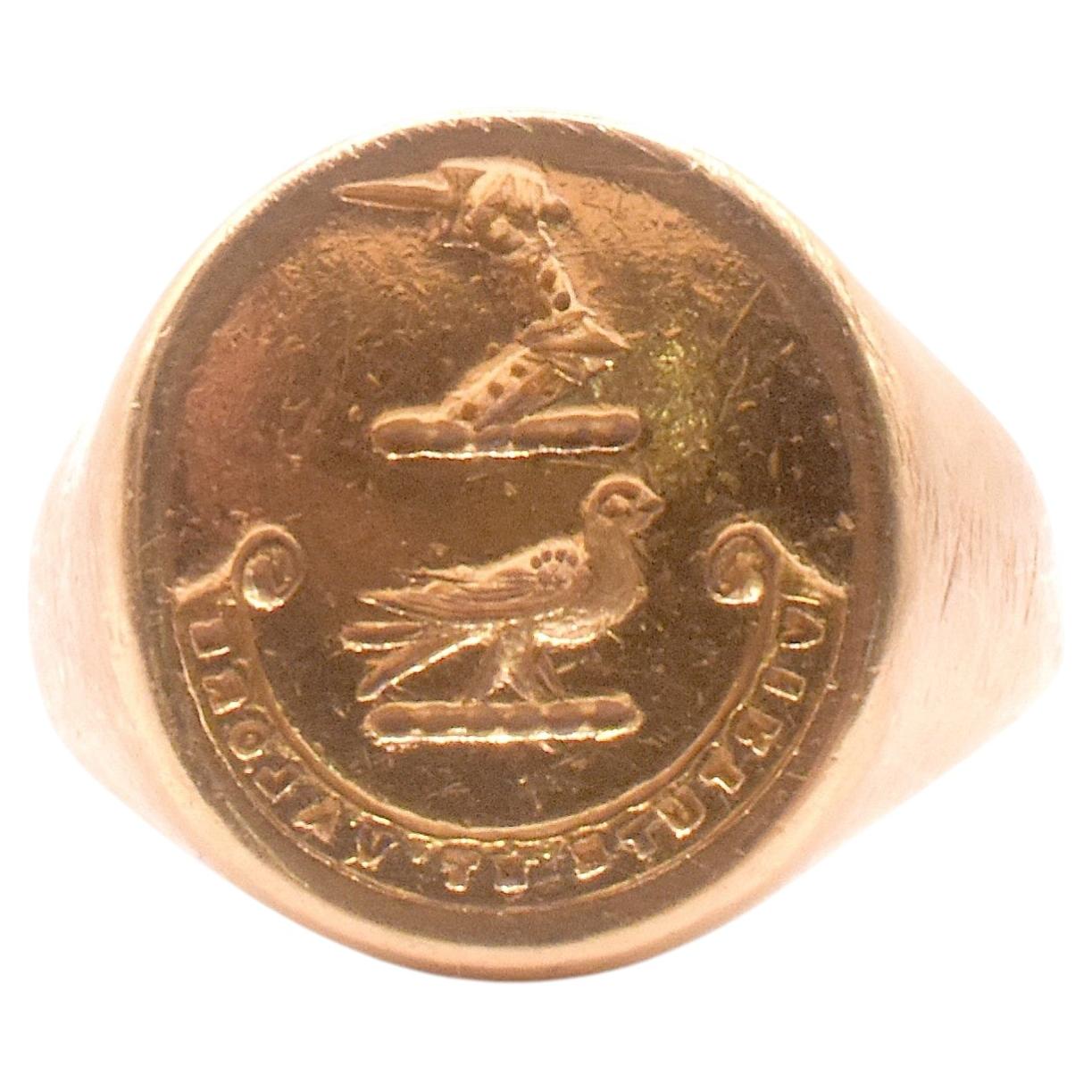 C1880 18K Siegelring von Virtue and Valour, Größe 7,25