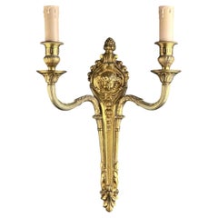 c.1880-1900, French Louis XVI Gilt Bronze Two-Light Wall Sconce