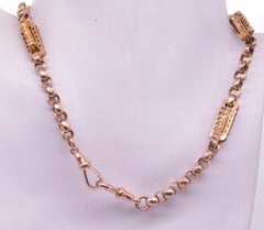 9 Karat Victorian Chunky Multi-Link Albert Chain, 14.5", circa 1880