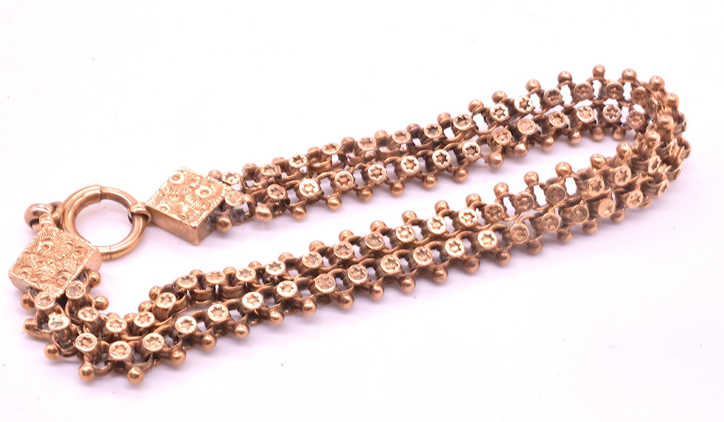 9 Karat Victorian Fancy Link Chain Bracelet with Stars, circa 1880 6
