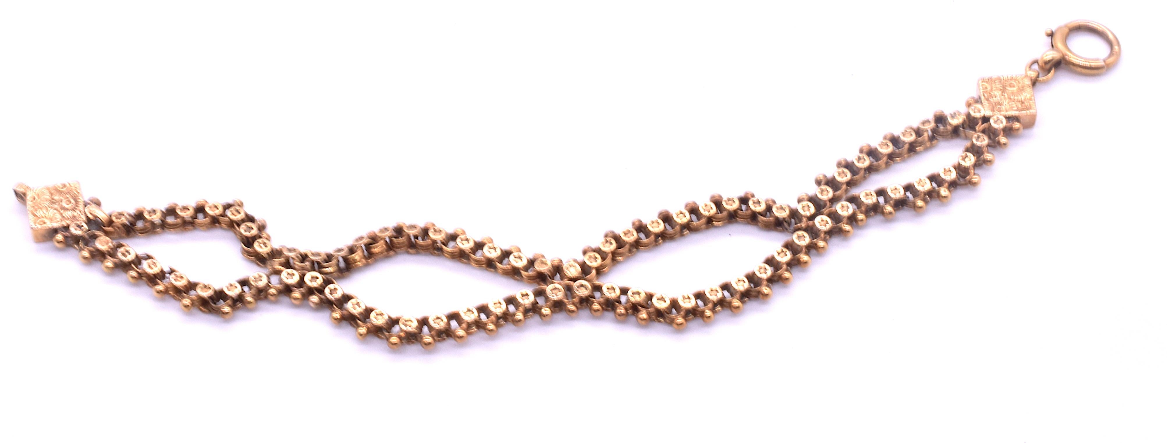 9 Karat Victorian Fancy Link Chain Bracelet with Stars, circa 1880 9