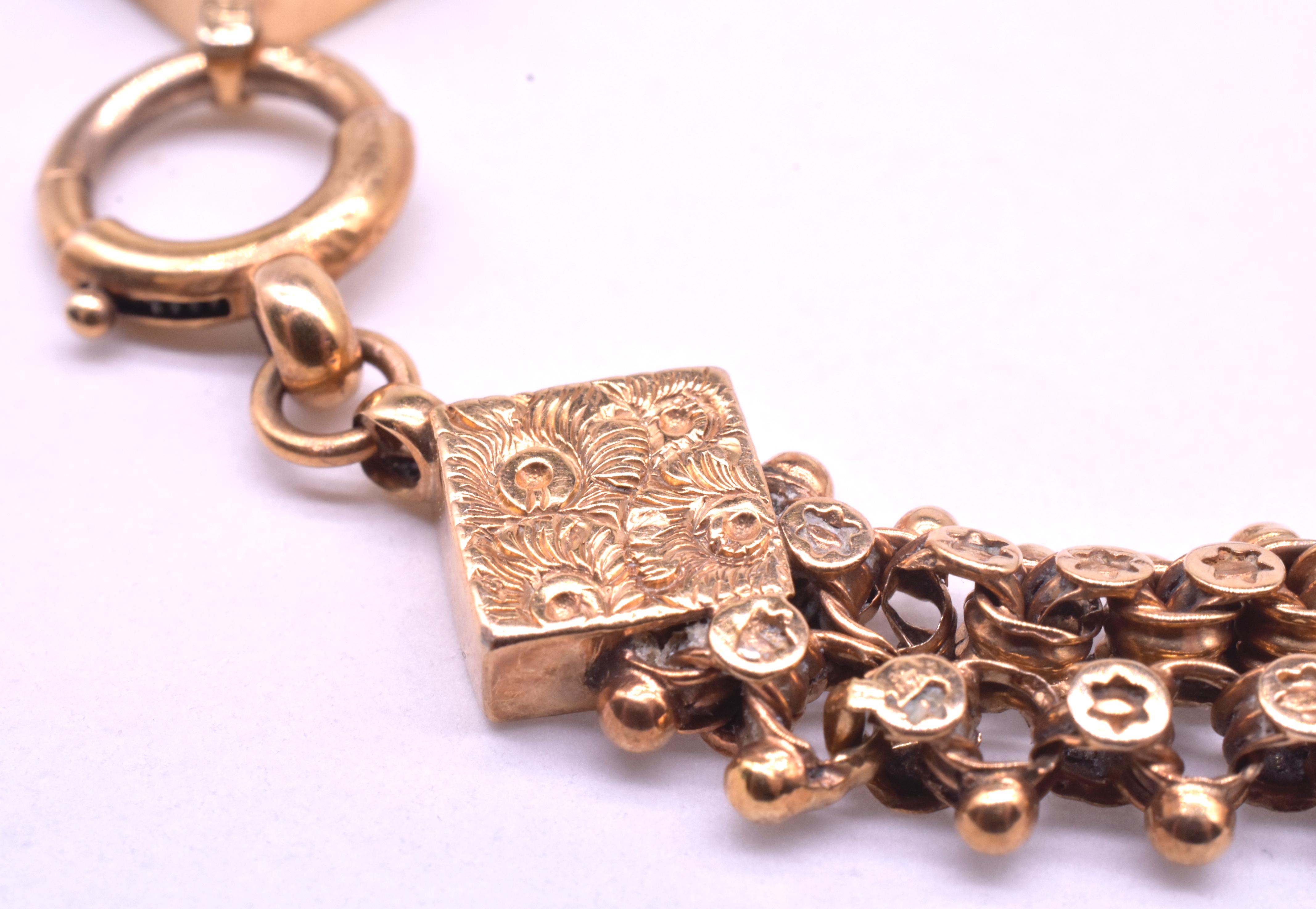 9 Karat Victorian Fancy Link Chain Bracelet with Stars, circa 1880 1
