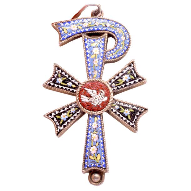 C1880 Chi Rho Micro-mosaic Christogram Pendant For Sale at 1stDibs
