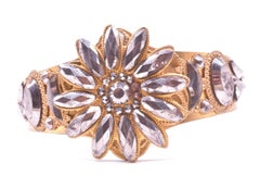 C.1880 Cut Steel Flower and Gilt Metal Adjustable Bracelet