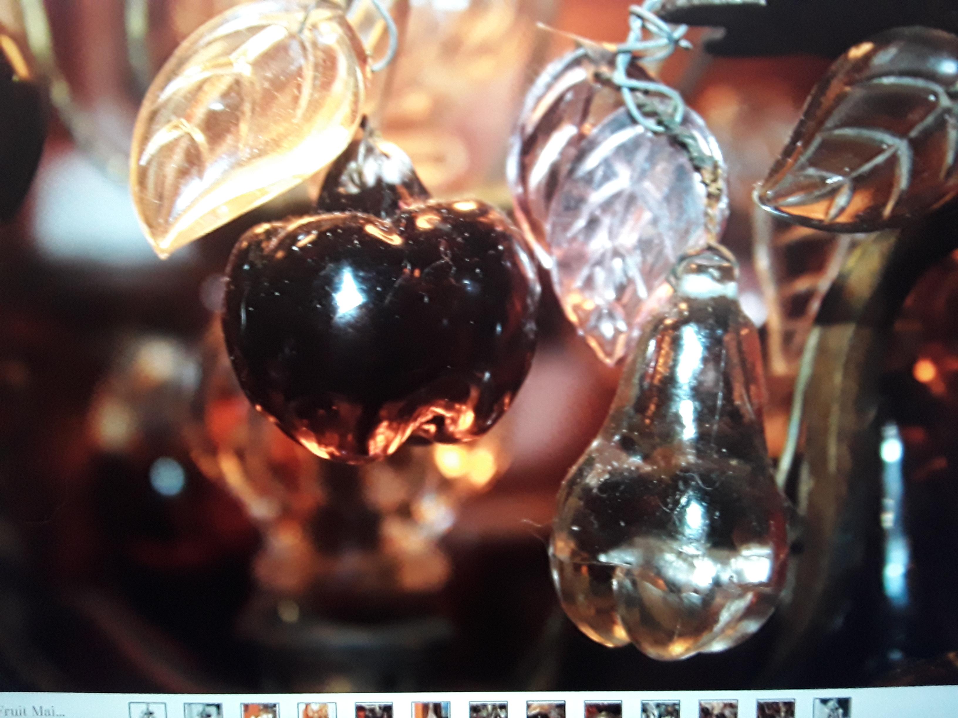 c1880 French Louis XV Bronze Table Lamp/ Girandole Laden w/ Murano Crystal Fruit For Sale 6