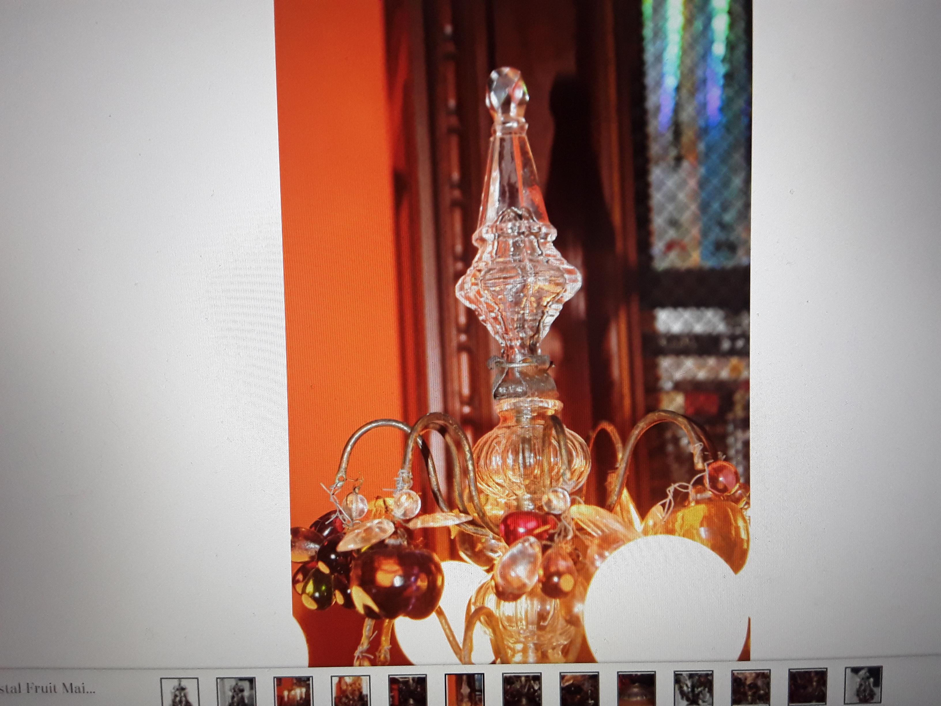 c1880 French Louis XV Bronze Table Lamp/ Girandole Laden w/ Murano Crystal Fruit For Sale 8