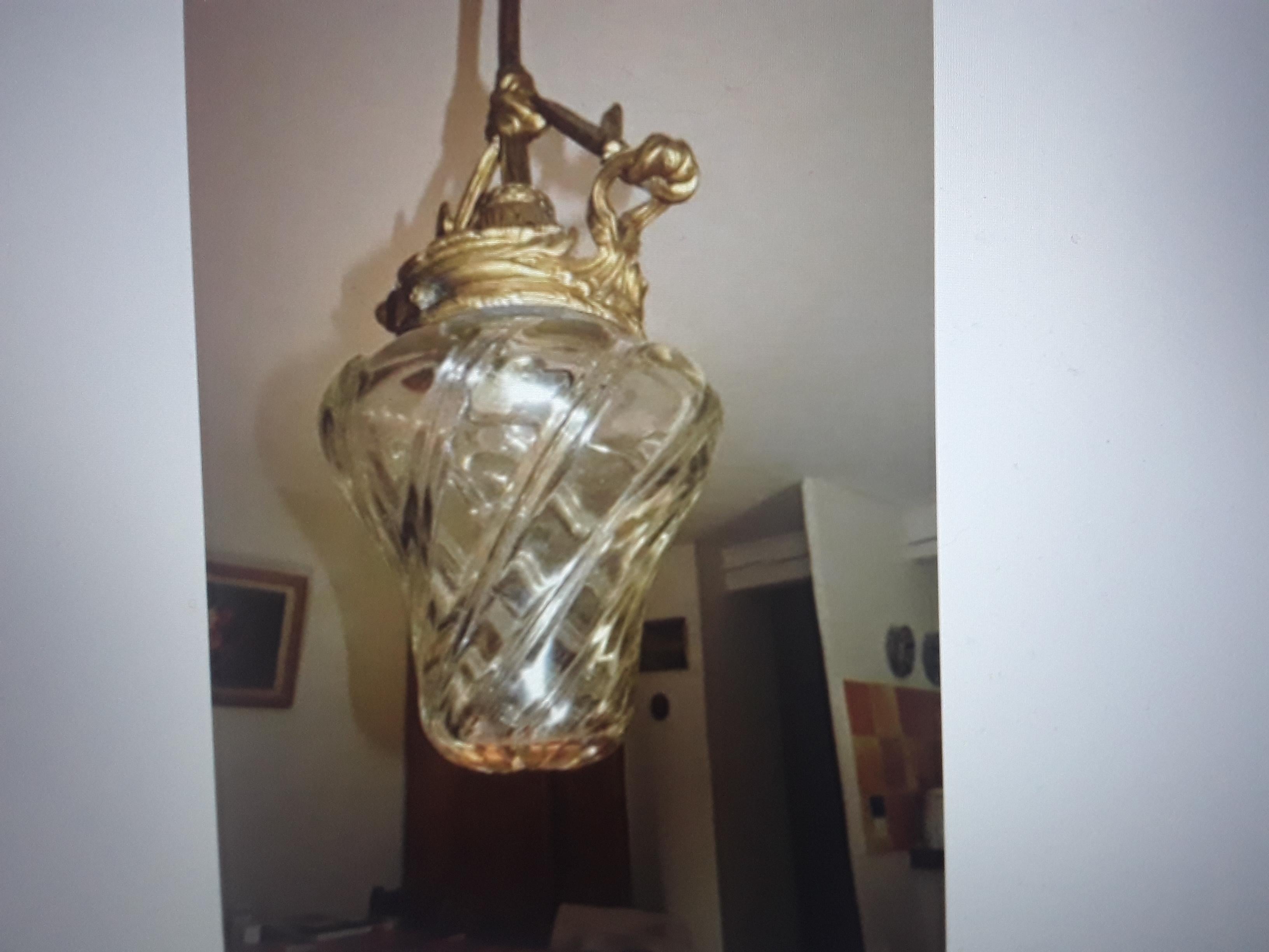 c1880 French Napoleon III Crystal&Gilt Bronze Ceiling Fixture / Chandelier For Sale 7