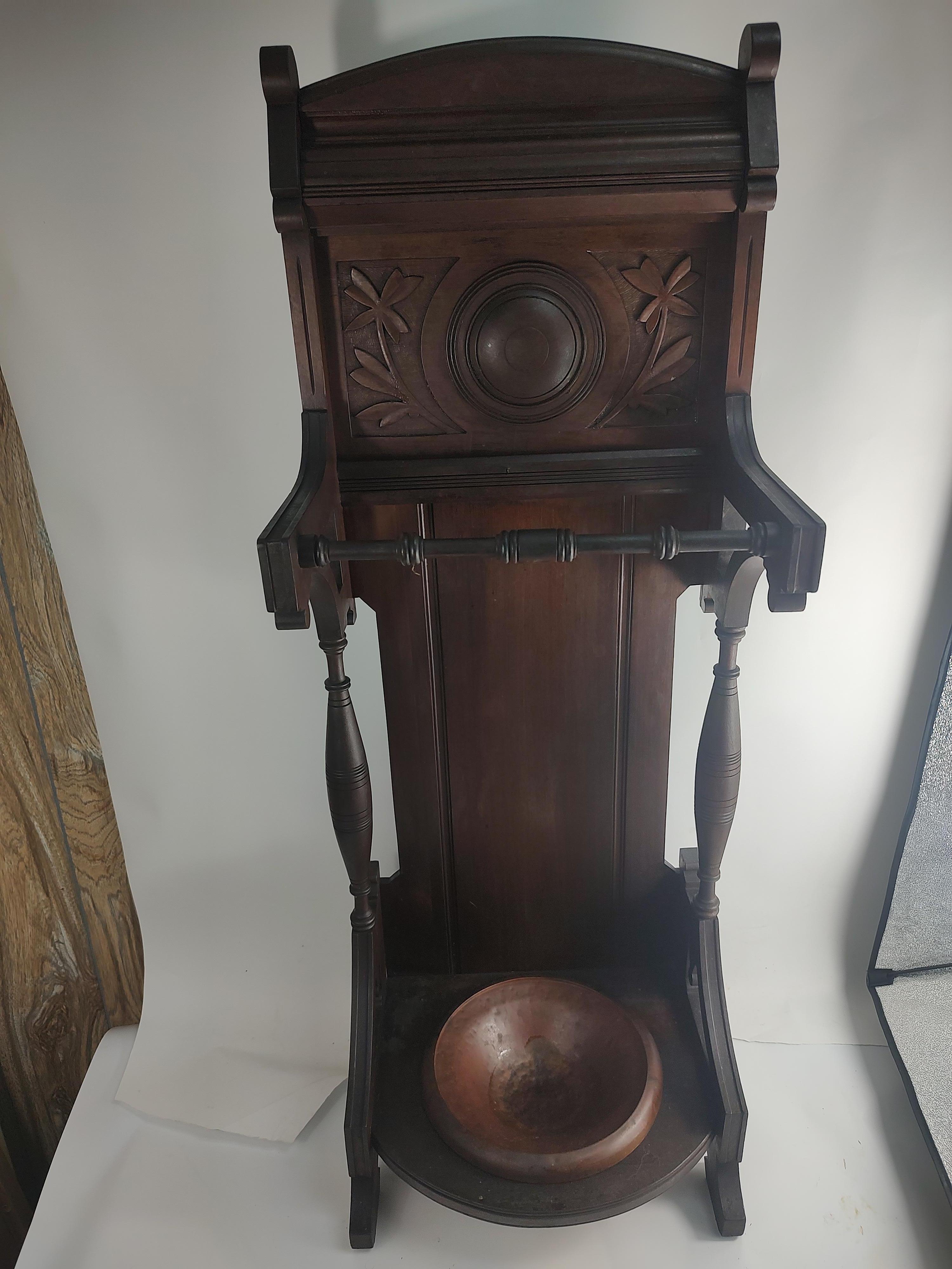C1880 Mahogany Cane & Umbrella Stand with Copper Drip Tray For Sale 3