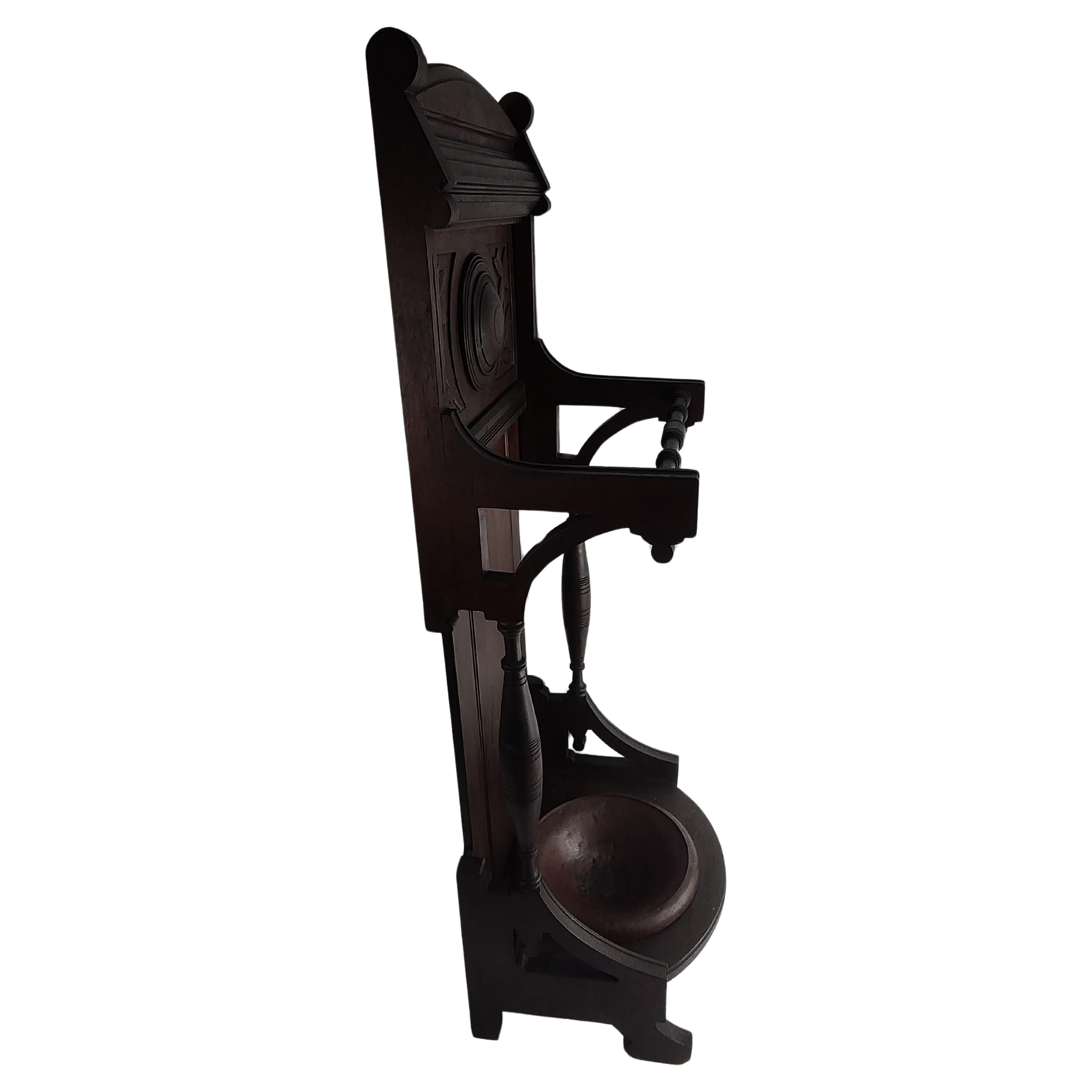 English C1880 Mahogany Cane & Umbrella Stand with Copper Drip Tray