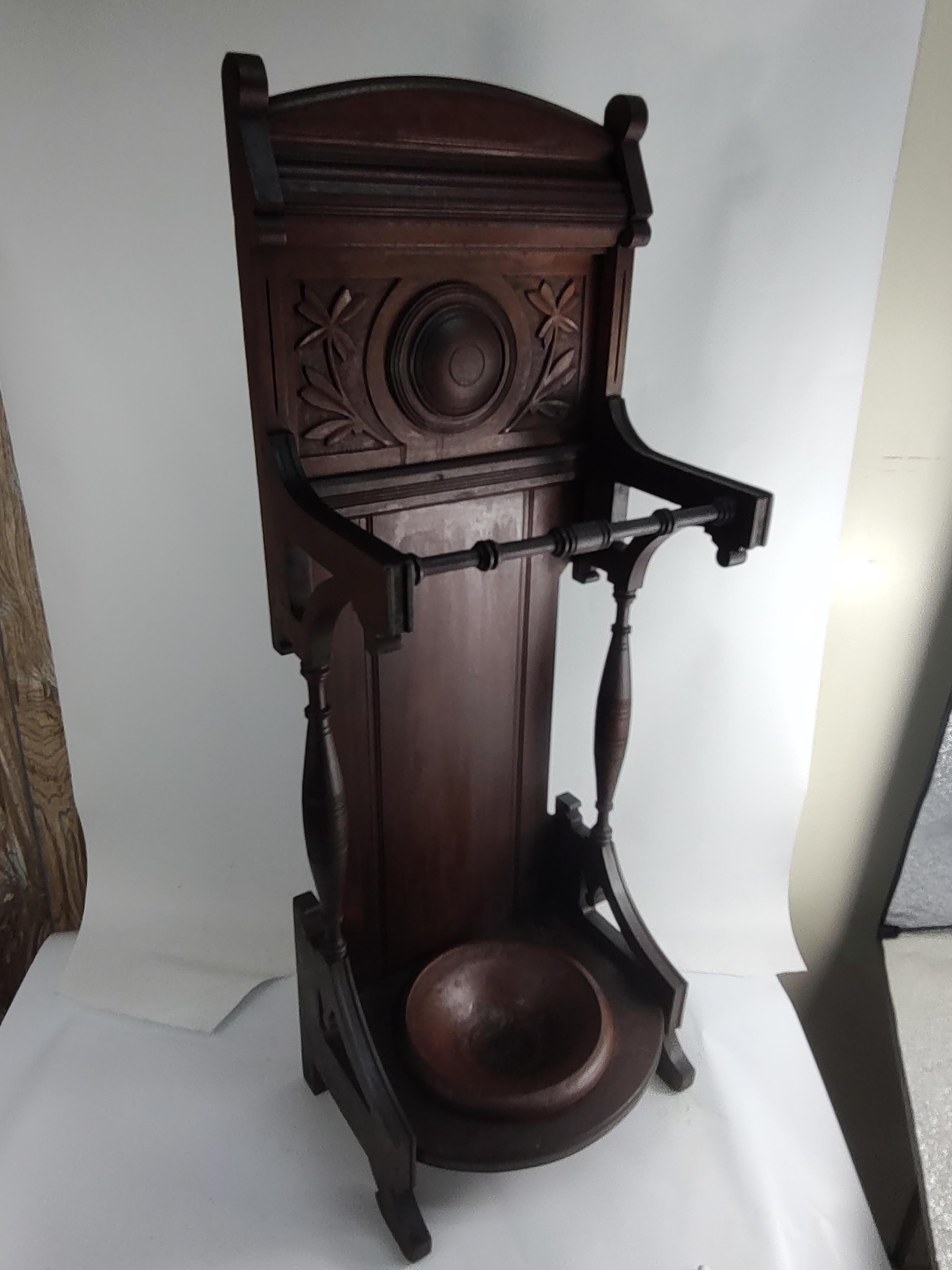 C1880 Mahogany Cane & Umbrella Stand with Copper Drip Tray For Sale 2
