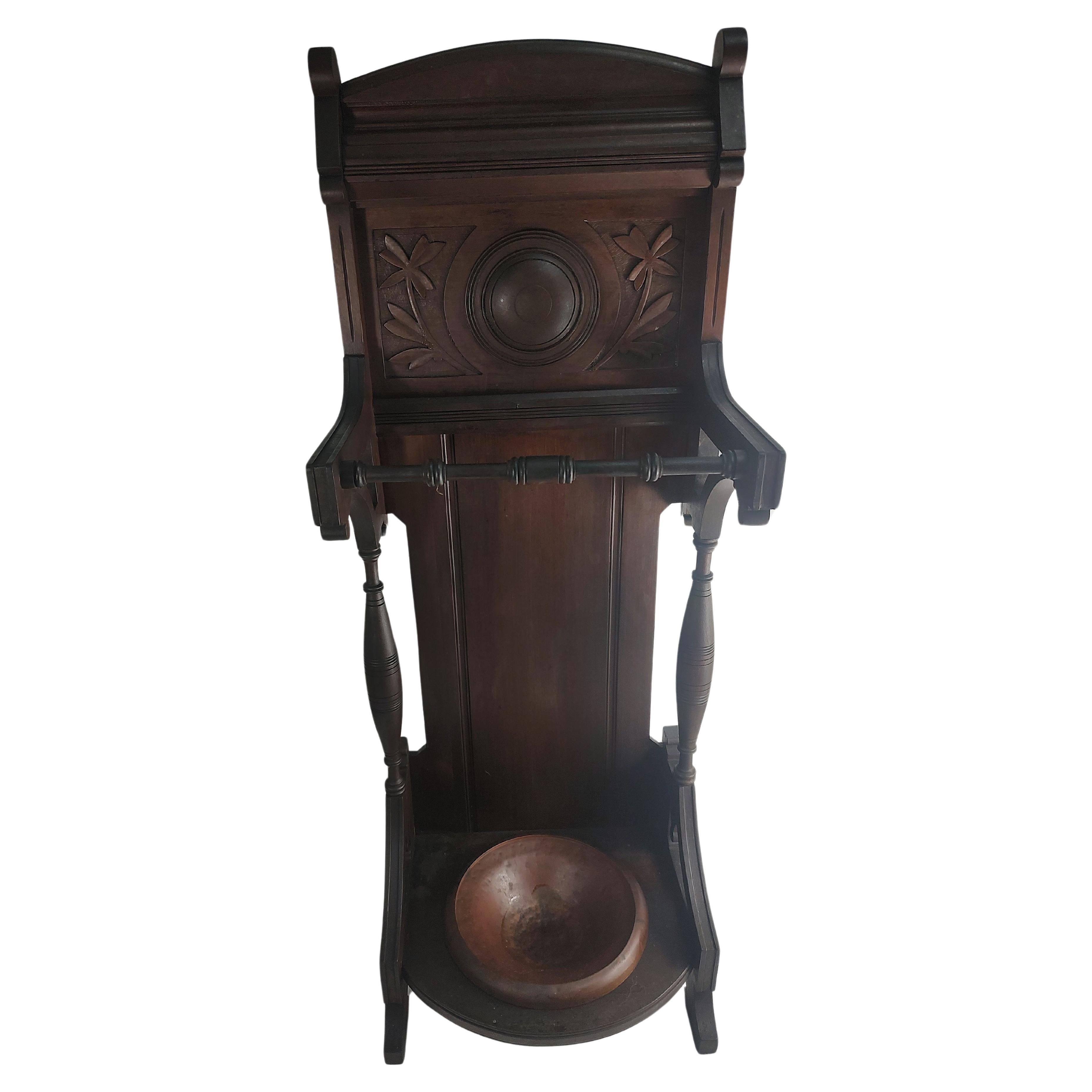 C1880 Mahogany Cane & Umbrella Stand with Copper Drip Tray In Good Condition For Sale In Port Jervis, NY