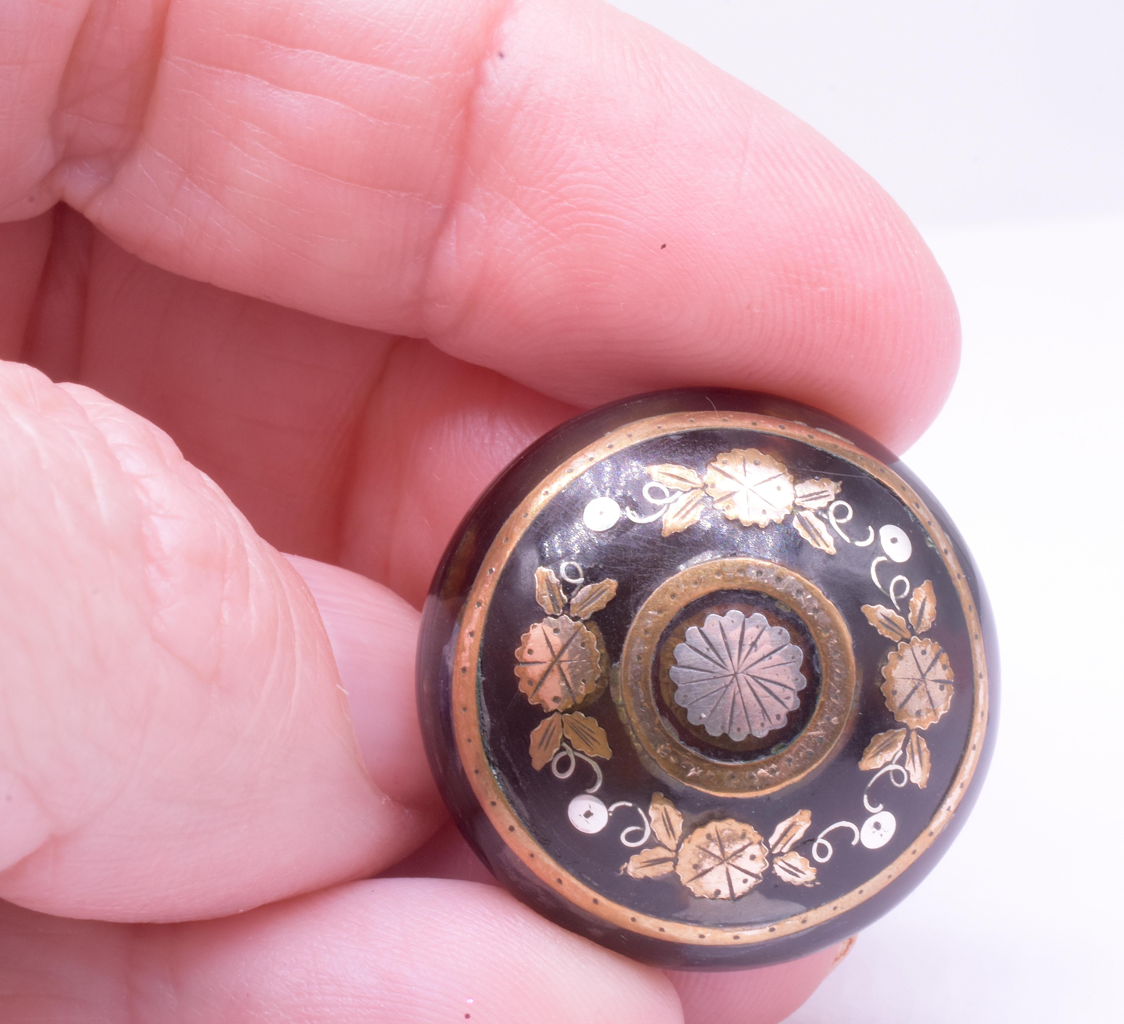 da uomo o donna Anello floreale Pique Pose C1880 con intarsi in oro e argento, misura 5,75 in vendita