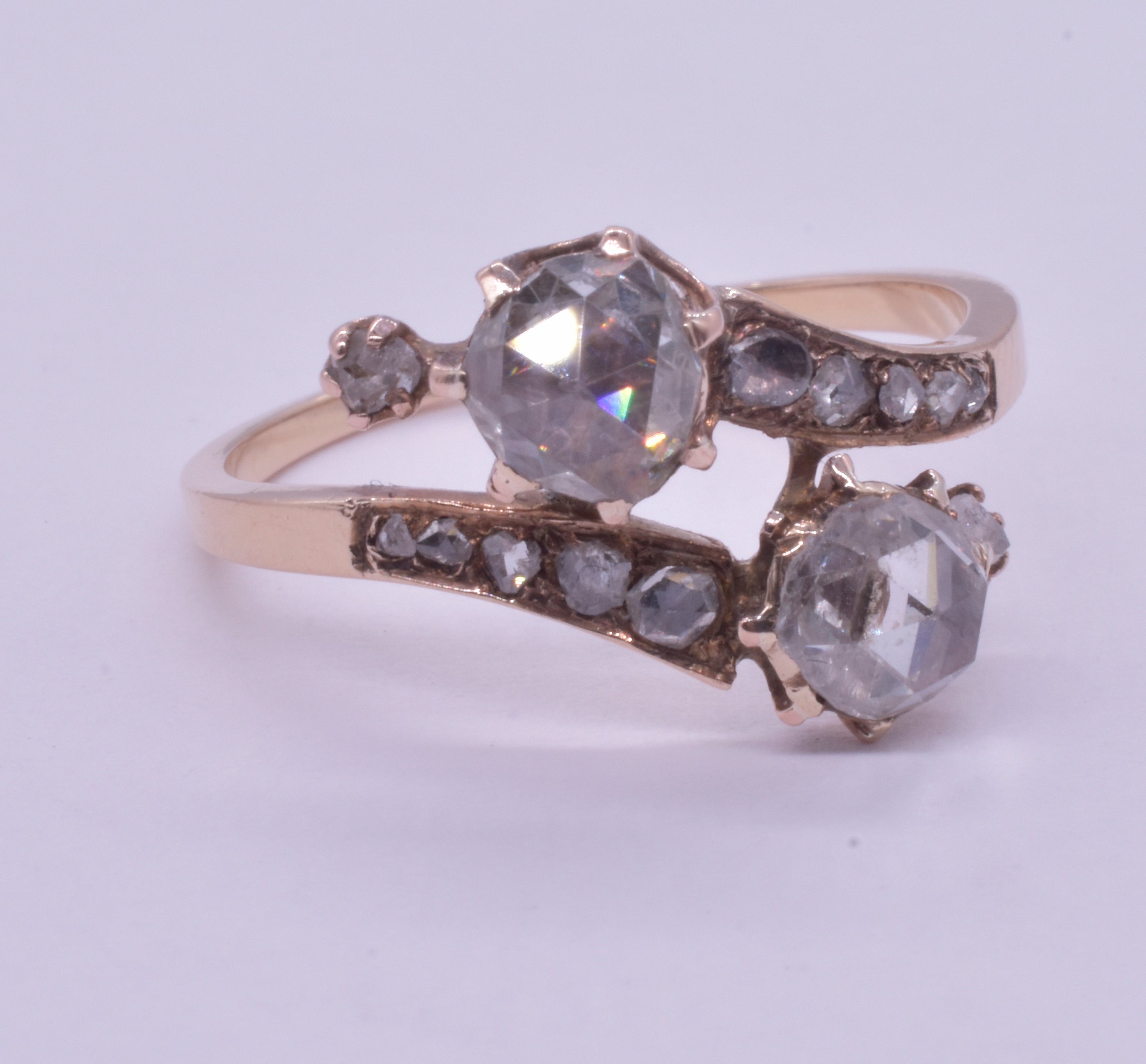 Rose Cut C1880 Victorian Toi and Moi Diamond Engagement Ring 