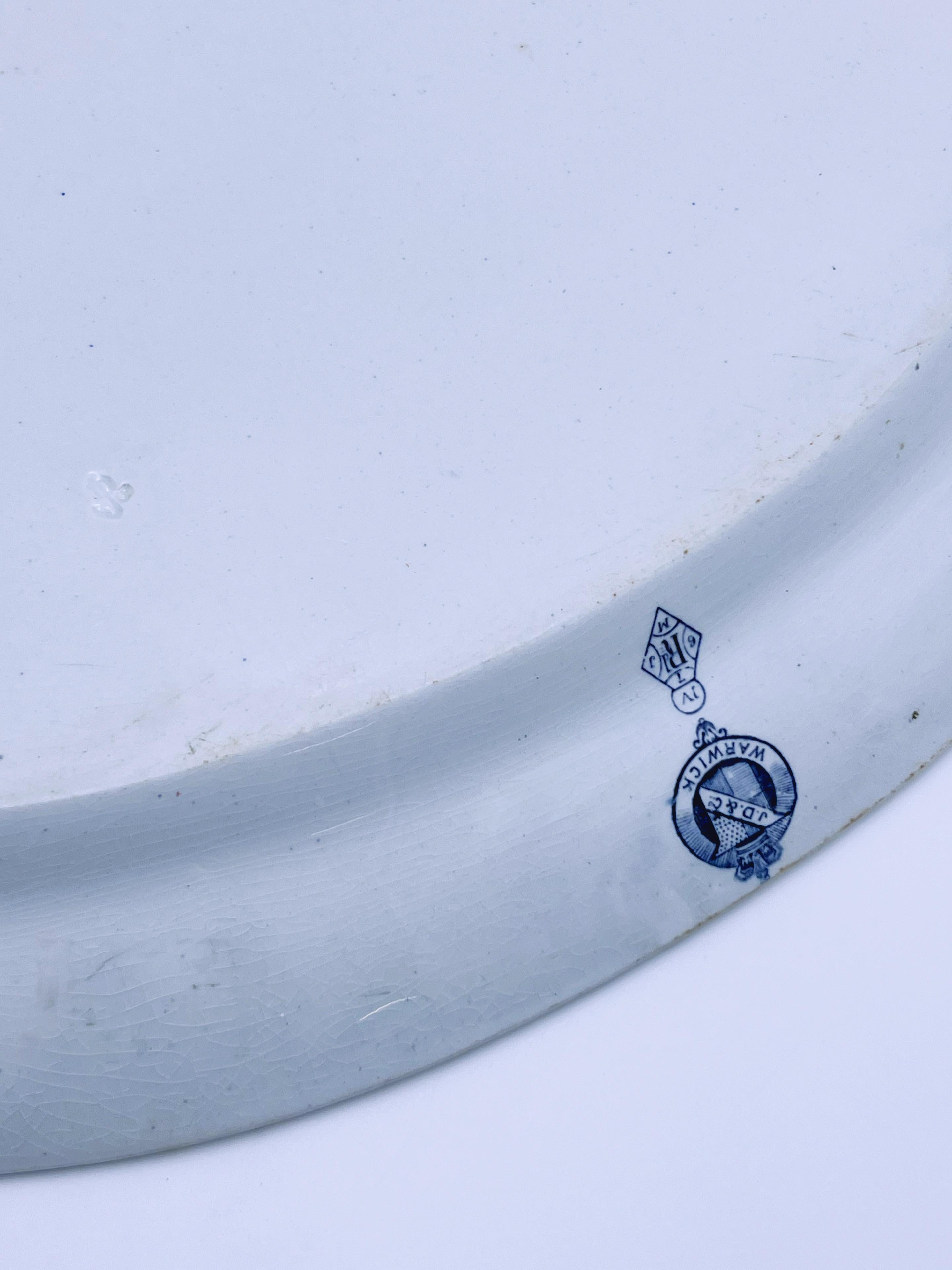 C.1880 Victorian Transferware Plate, Warwick, England, LARGE 45x32cm For Sale 7