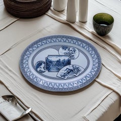 C.1880 Victorian Transferware Plate, Warwick, England, LARGE 45x32cm