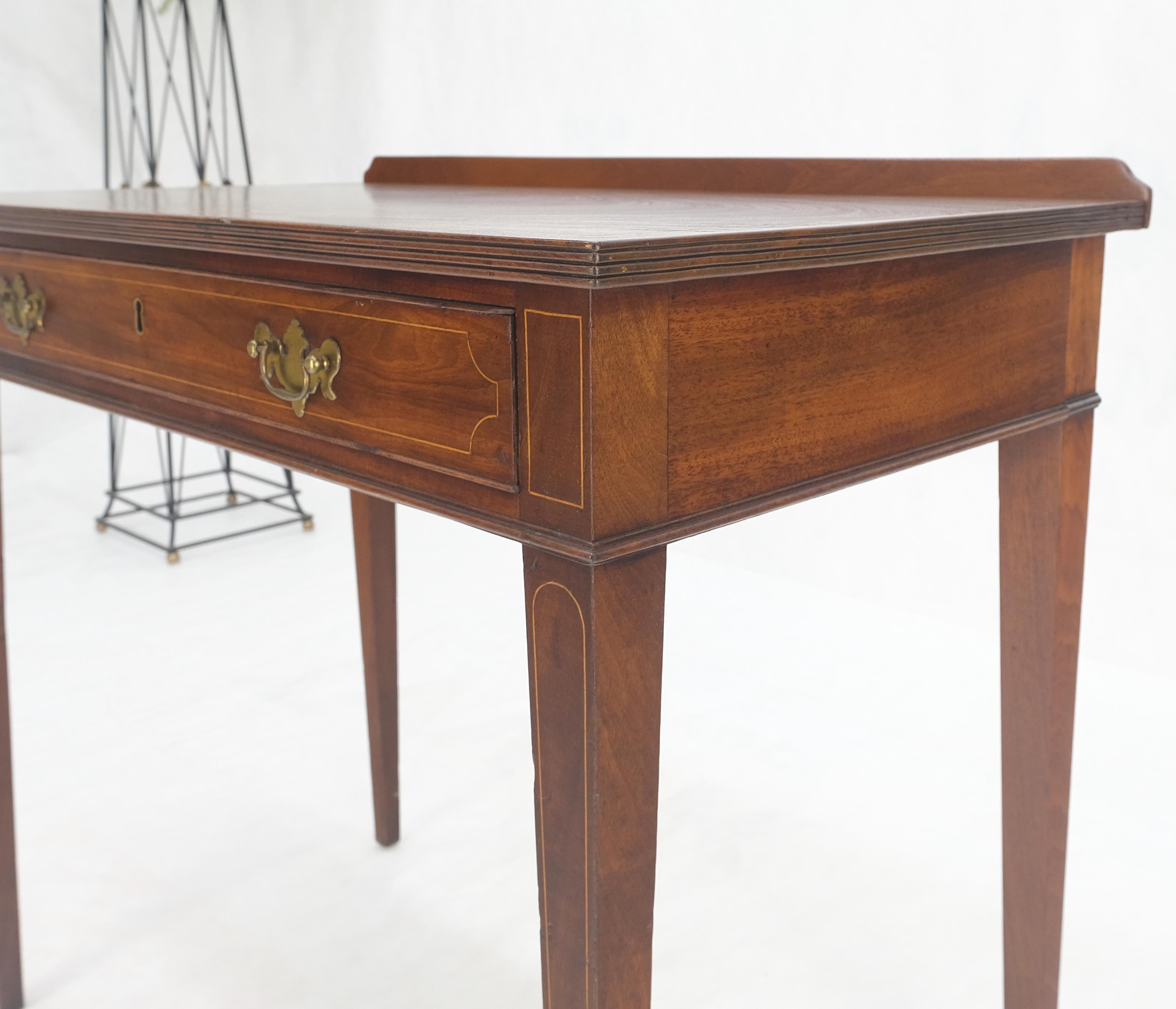 c.1880s Fine One Drawer Inlayed Solid Crotch Mahogany Top Console Table MINT! For Sale 7