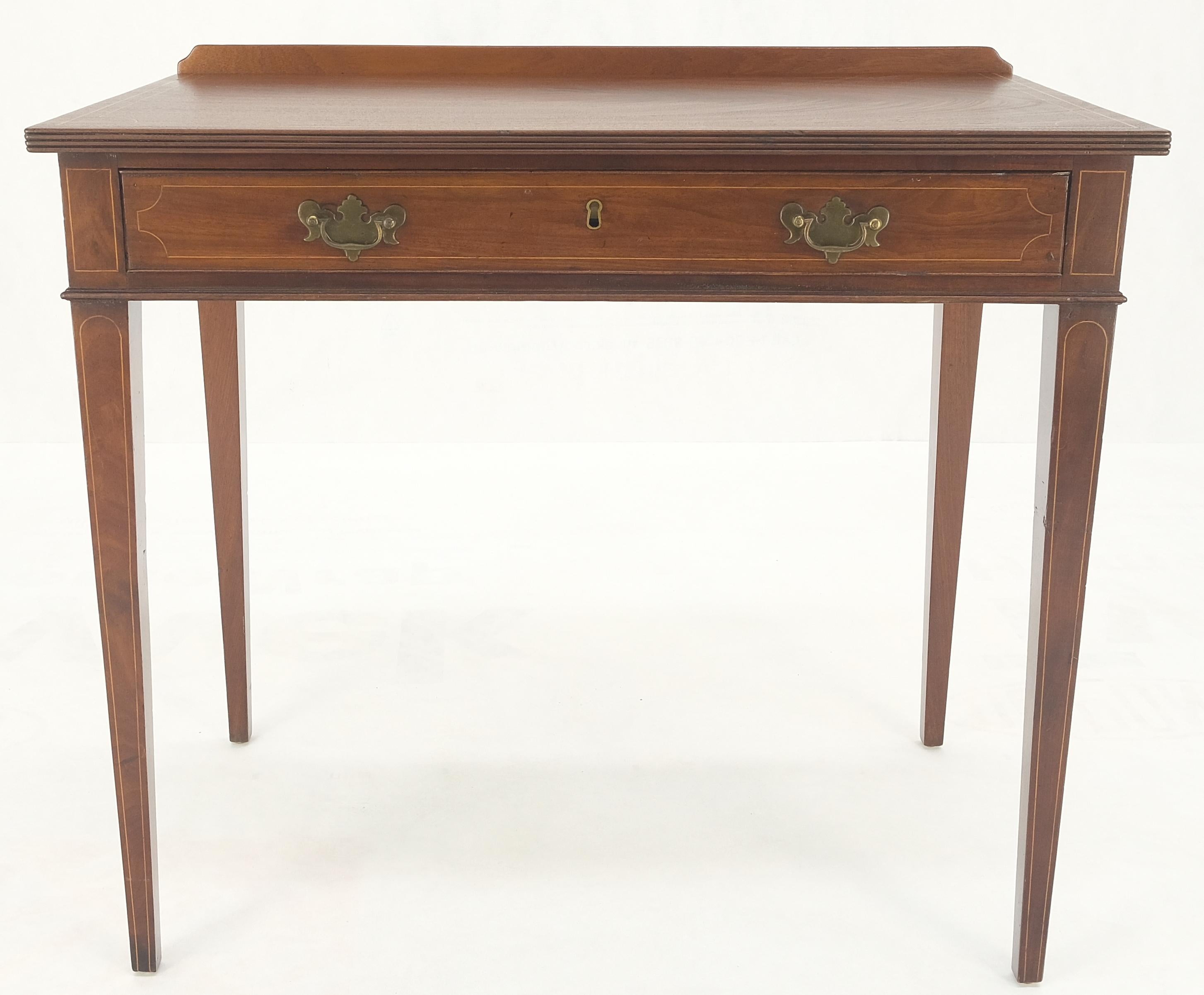 Federal c.1880s Fine One Drawer Inlayed Solid Crotch Mahogany Top Console Table MINT! For Sale