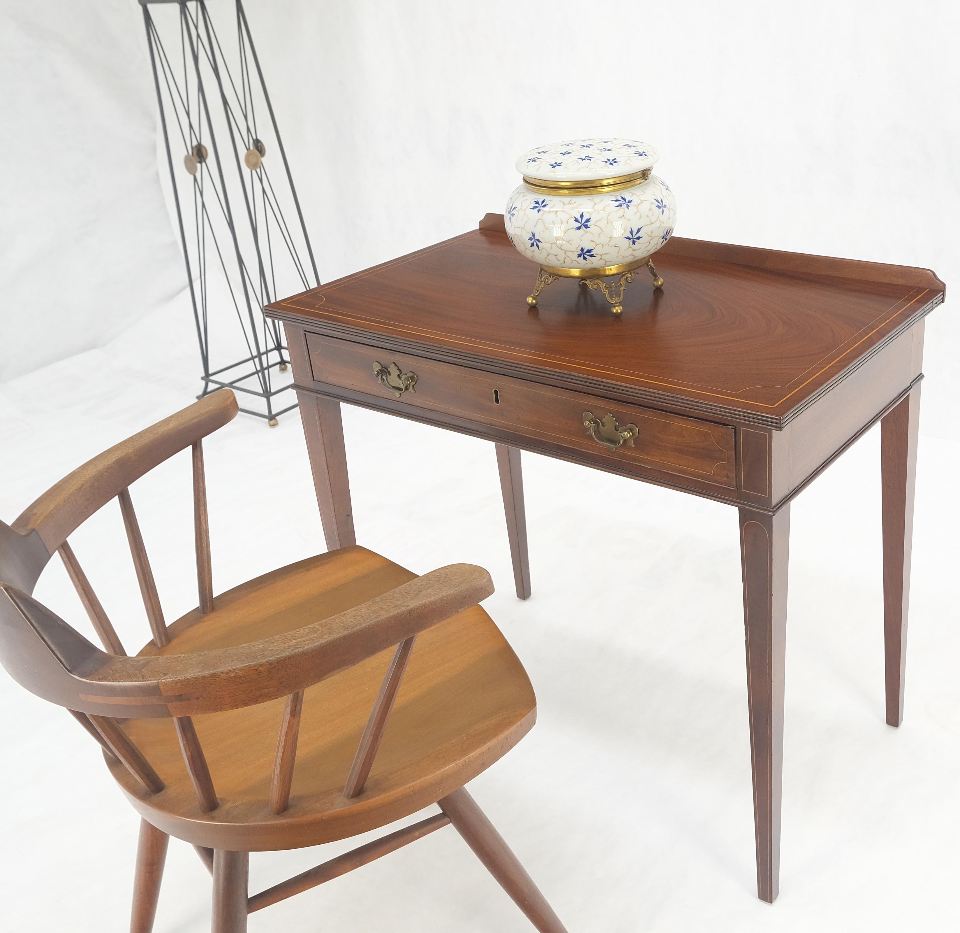 Laqué c.1880 Fine One Drawer Inlayed Solid Crotch Mahogany Top Console Table MINT ! en vente