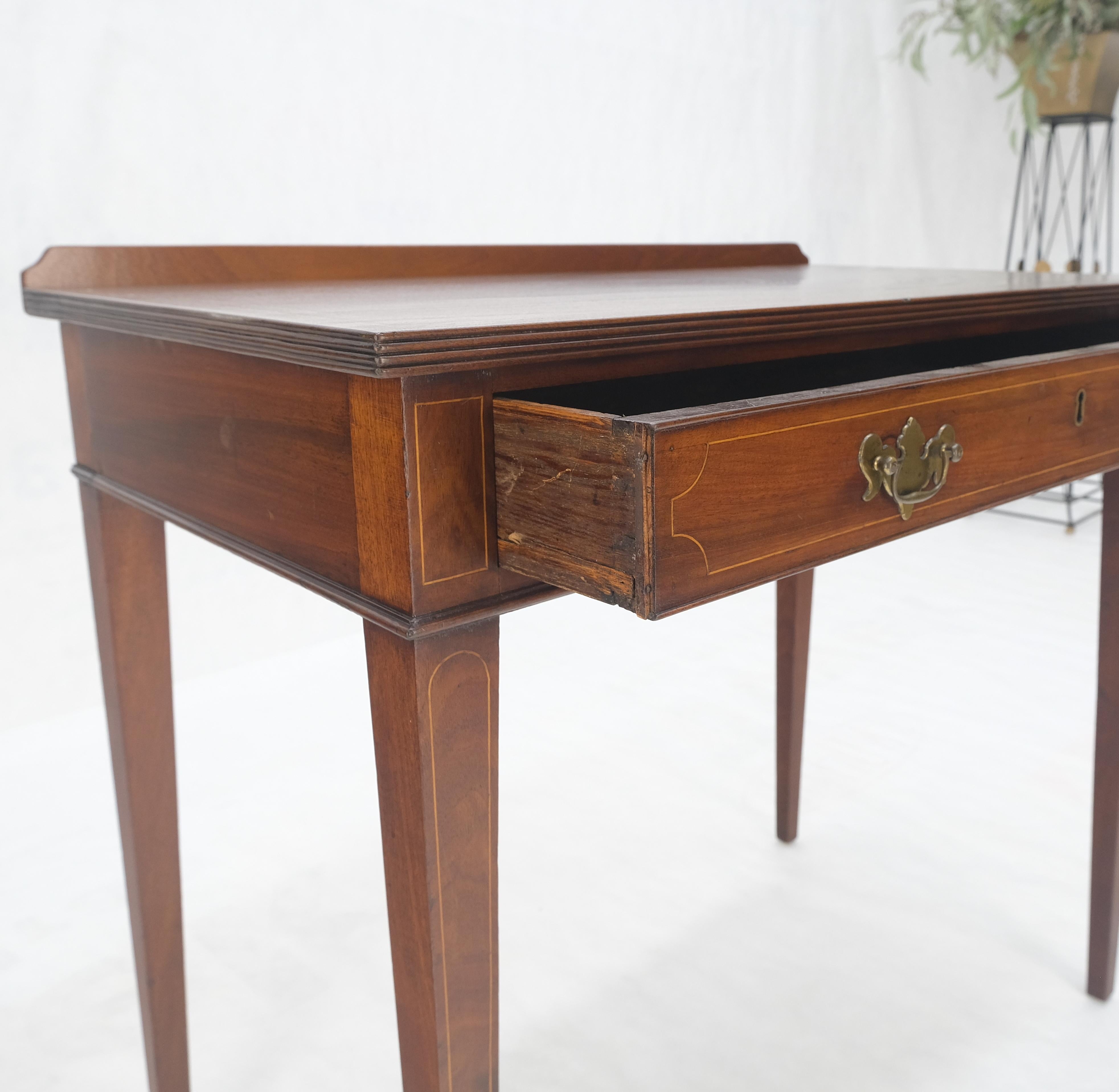 c.1880s Fine One Drawer Inlayed Solid Crotch Mahogany Top Console Table MINT! For Sale 1
