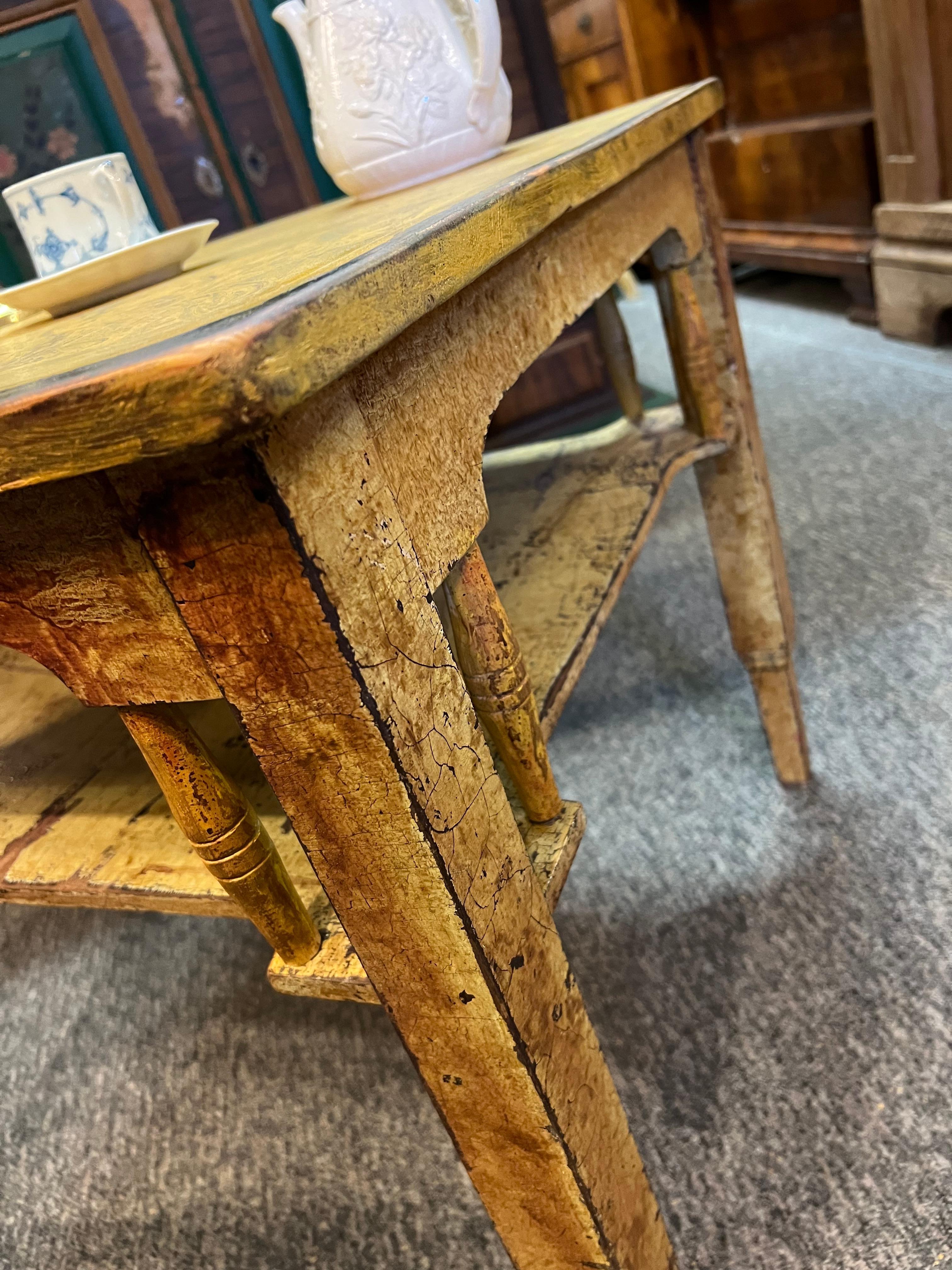 c.1880s Primitive Farmhouse Coffee Table, Rustic, Arts and Crafts For Sale 3