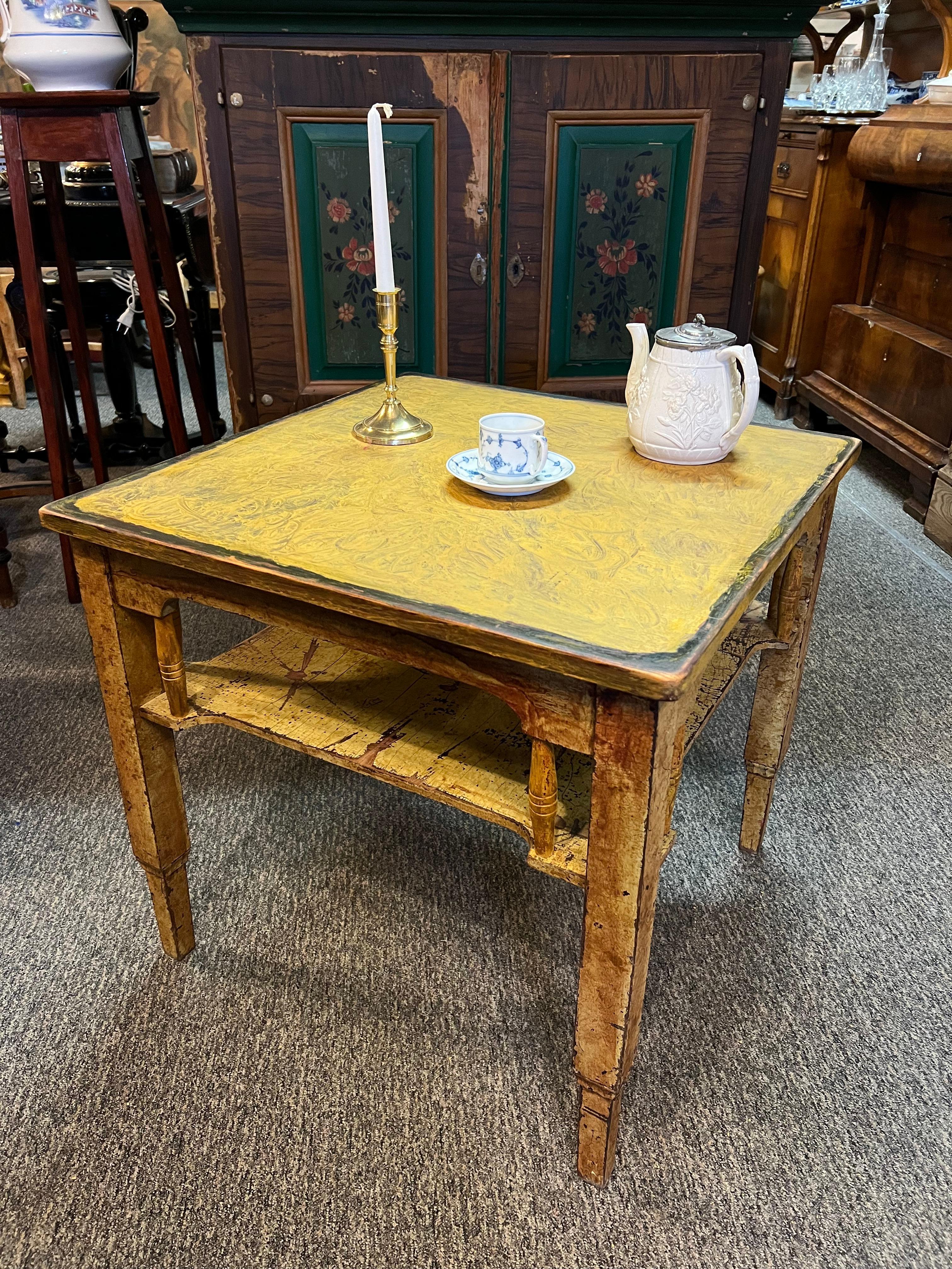 Swedish c.1880s Primitive Farmhouse Coffee Table, Rustic, Arts and Crafts For Sale