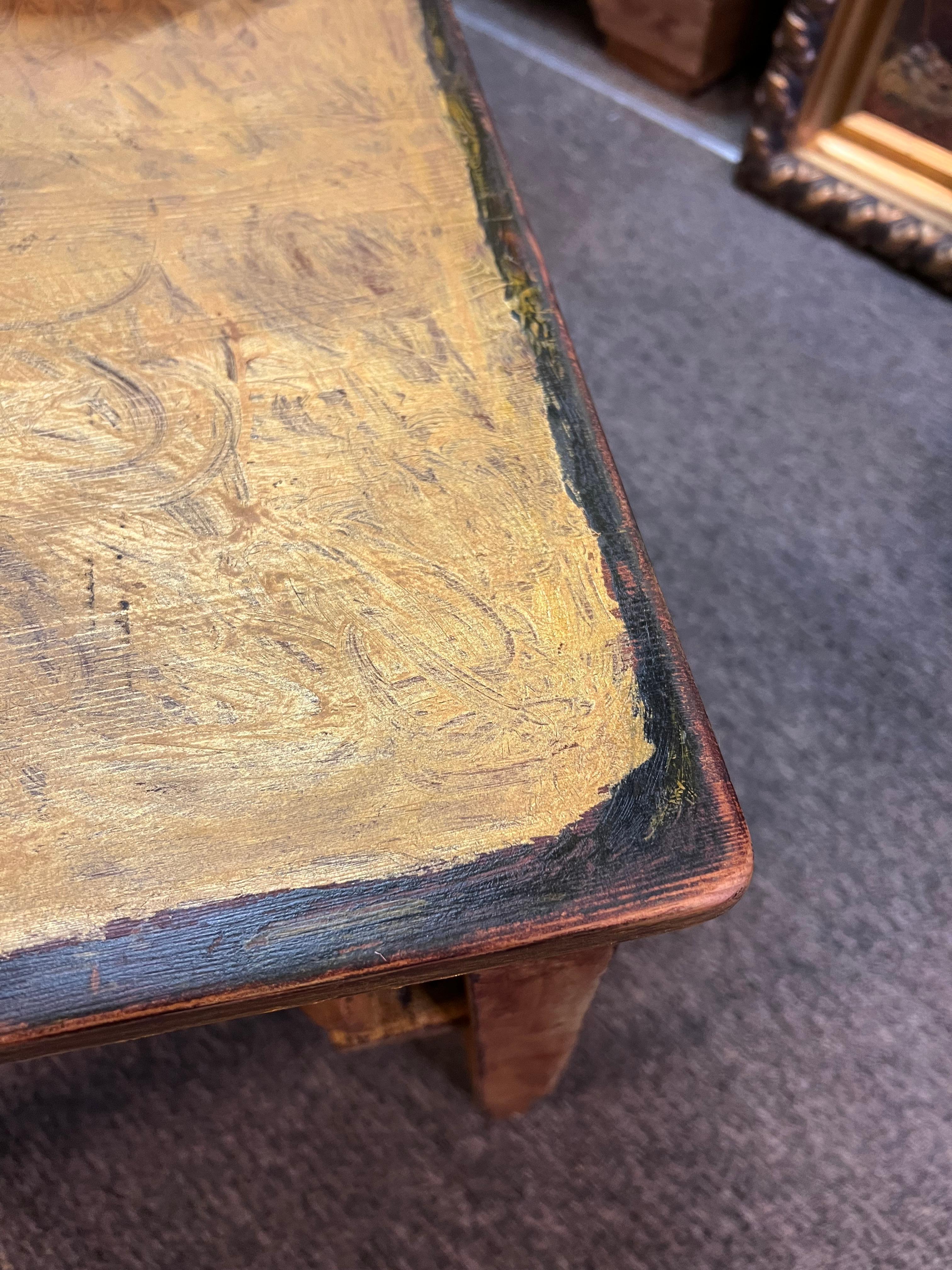 Hardwood c.1880s Primitive Farmhouse Coffee Table, Rustic, Arts and Crafts For Sale