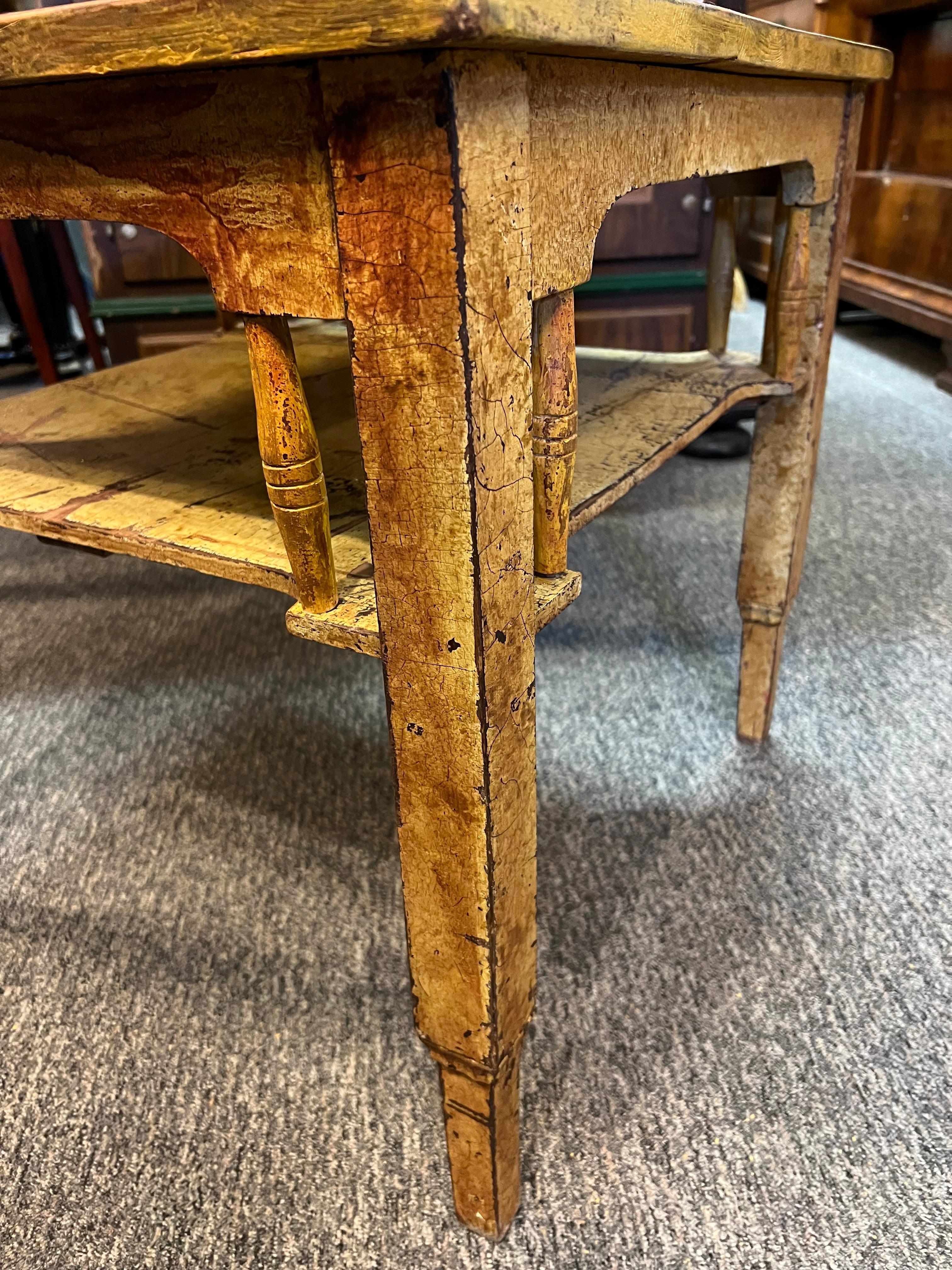 c.1880s Primitive Farmhouse Coffee Table, Rustic, Arts and Crafts For Sale 1