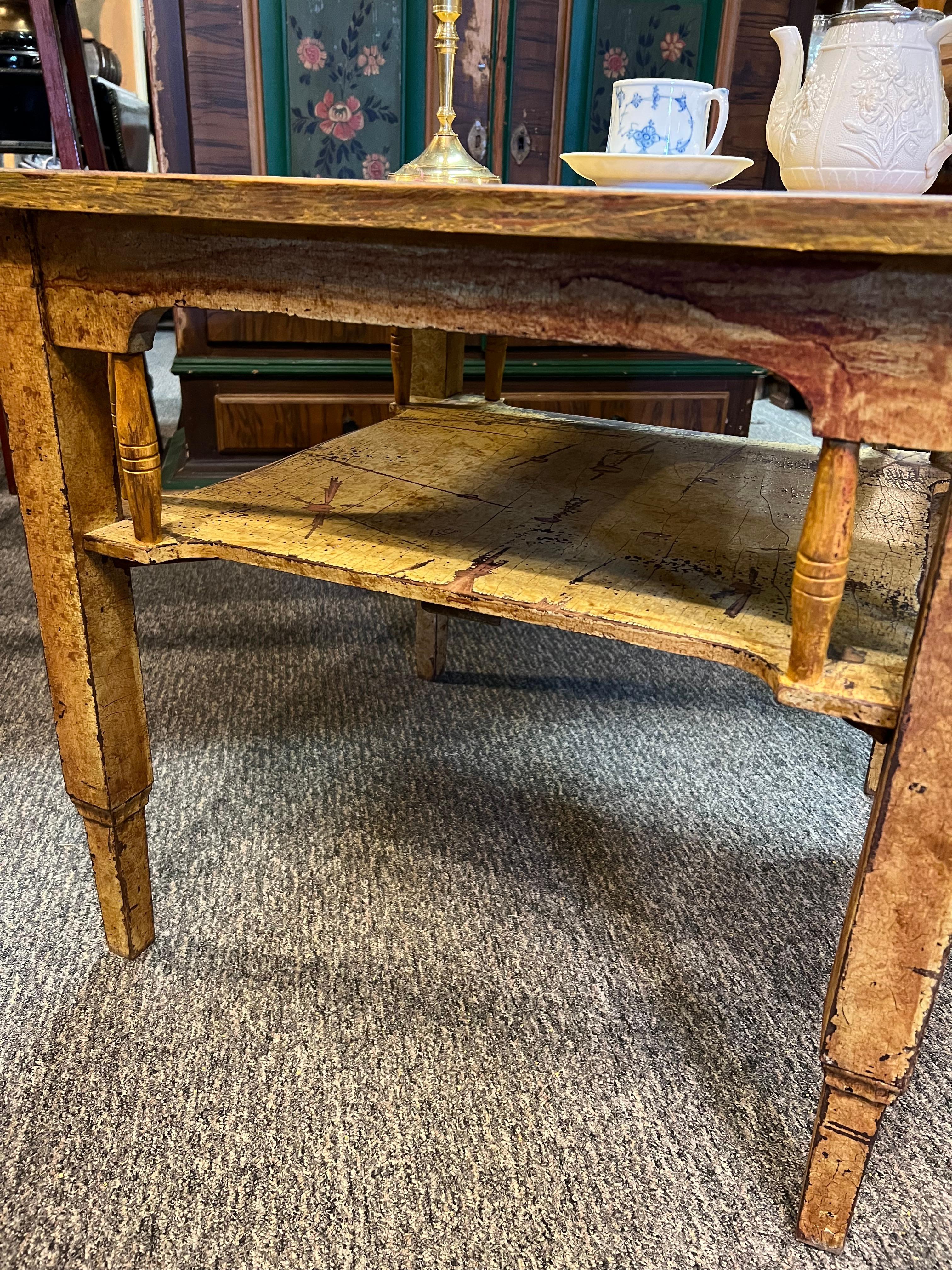 c.1880s Primitive Farmhouse Coffee Table, Rustic, Arts and Crafts For Sale 2