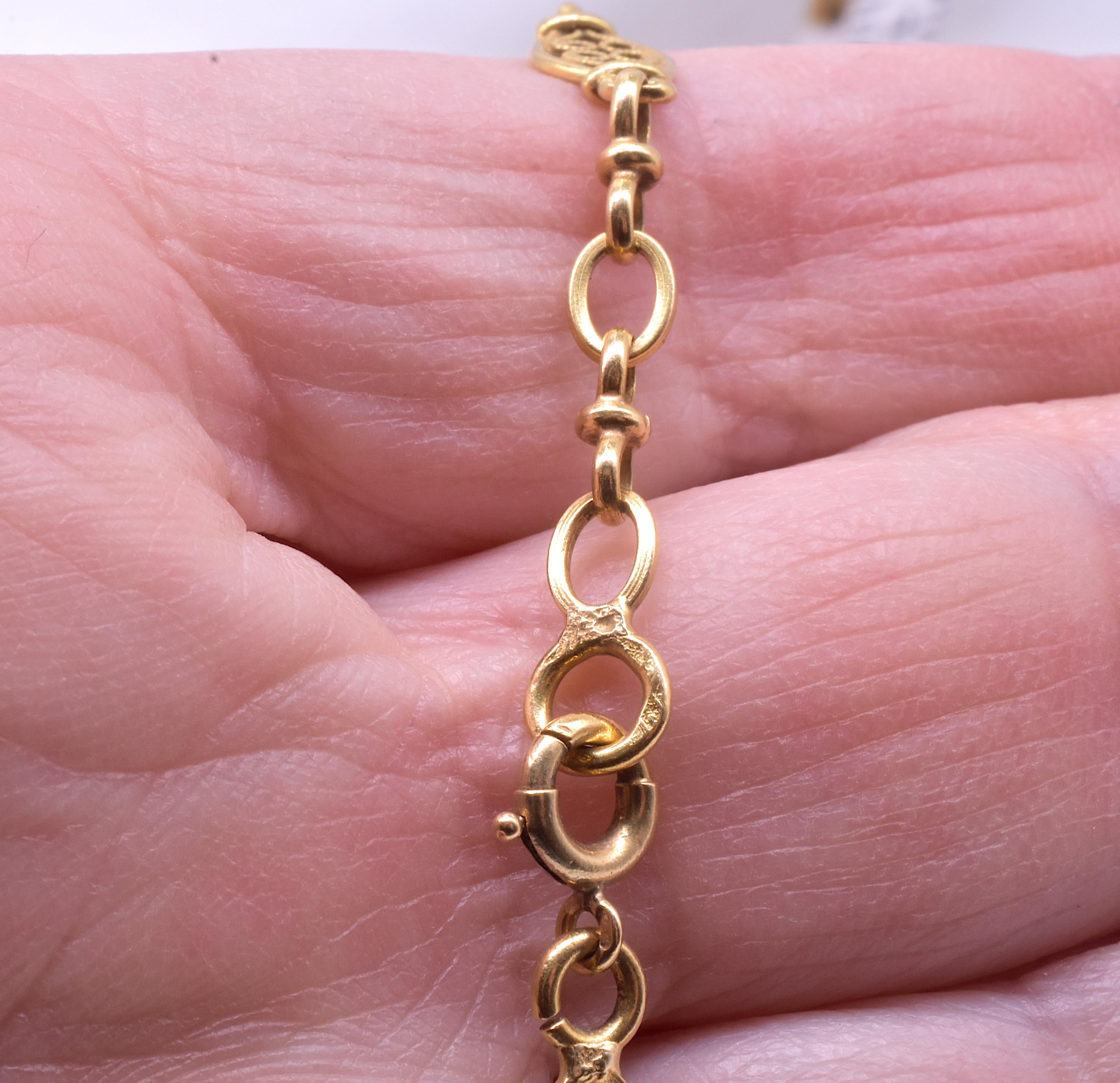 18 Karat French Filigree Watch Chain with Four Circles Design, circa 1890 In Excellent Condition In Baltimore, MD