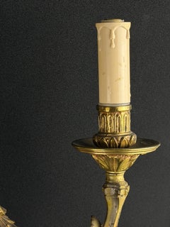 c.1890-1910 French Louis XVI Gilt Bronze Two-Light Wall Sconce
