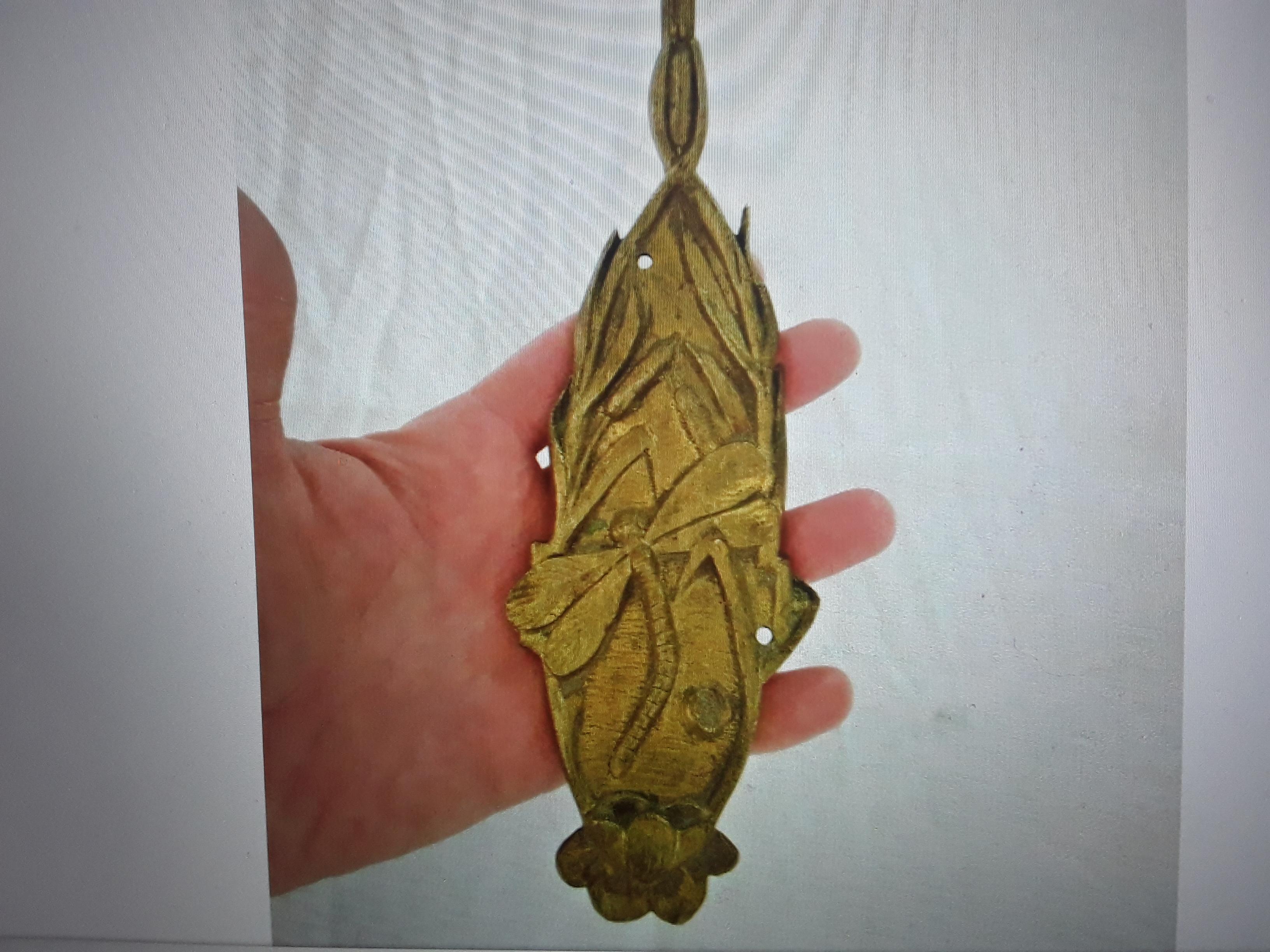 c1890 French Art Nouveau Gilt Bronze Dragonfly Wall Sconce In Good Condition For Sale In Opa Locka, FL