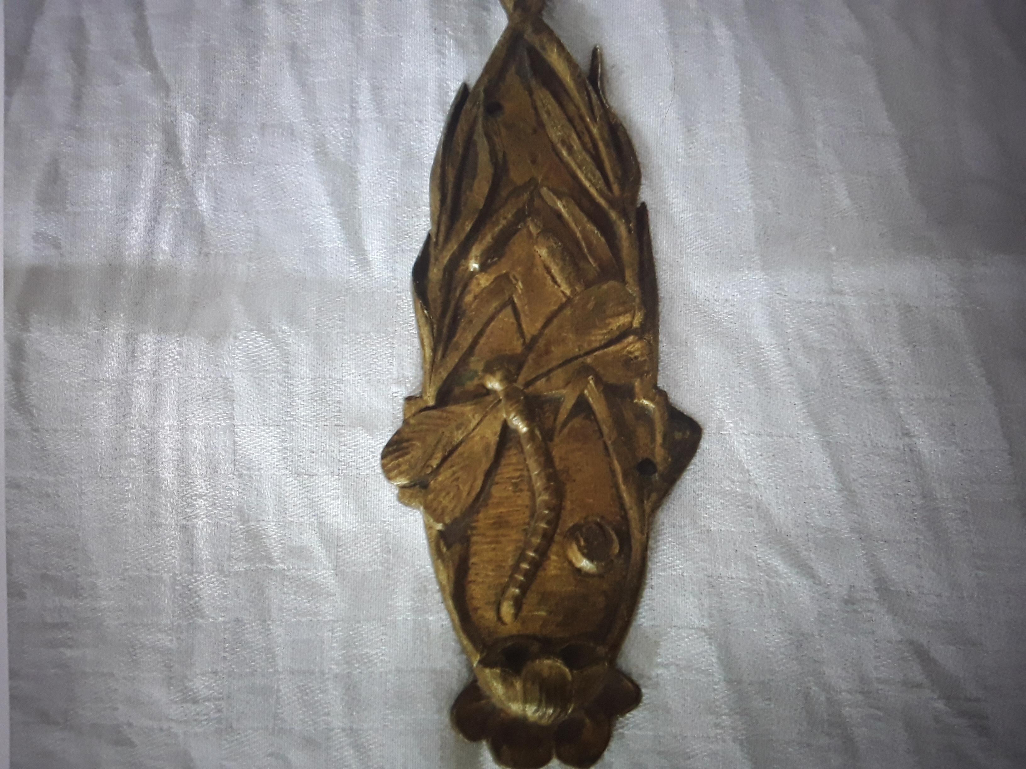 c1890 French Art Nouveau Gilt Bronze Dragonfly Wall Sconce For Sale 4