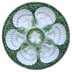 C.1890 French Majolica Oyster Plate Salins