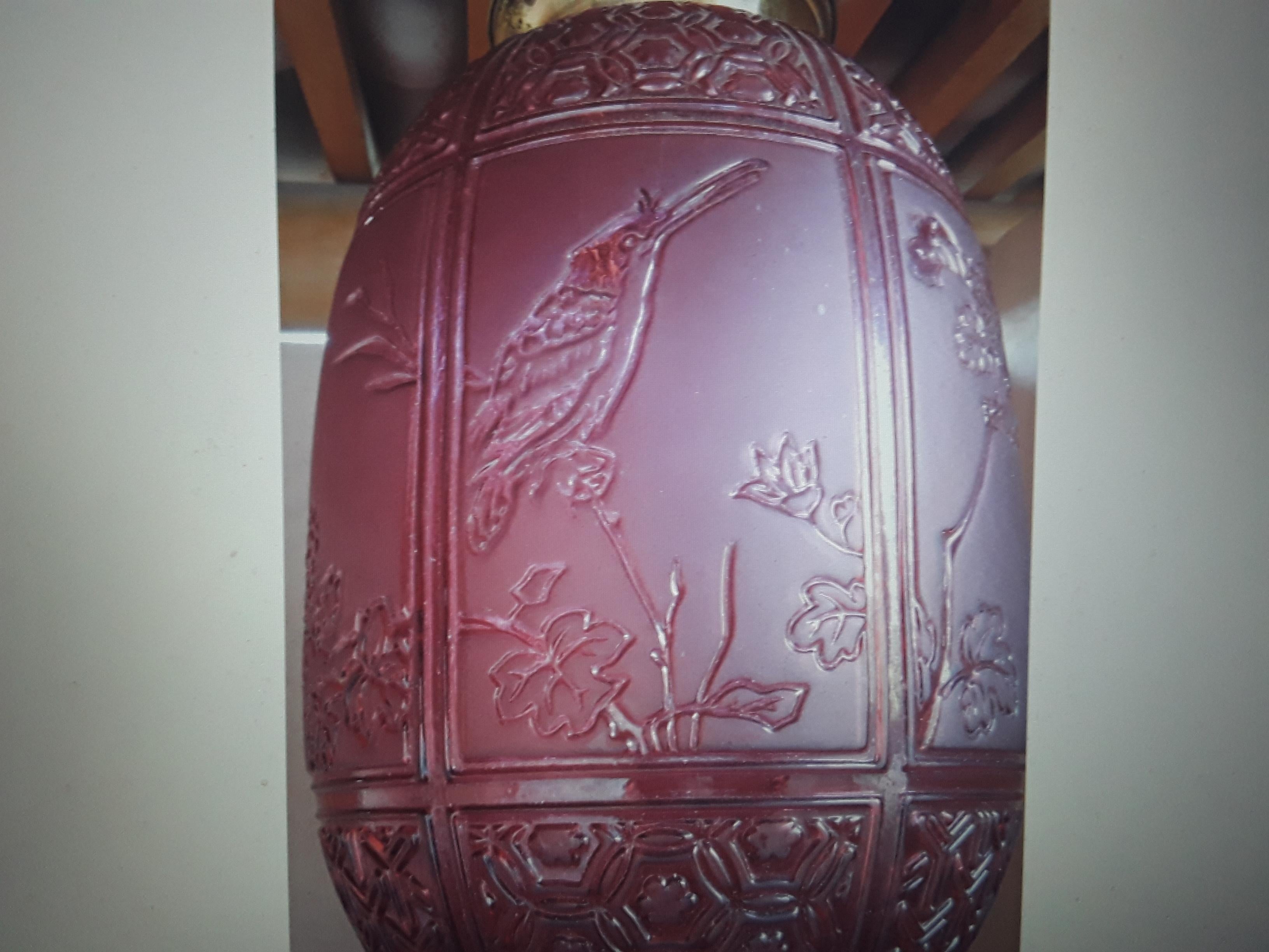 c1890 French Napoleon III Signed Baccarat Red Japanese Scenes -Lantern/ Pendant 5