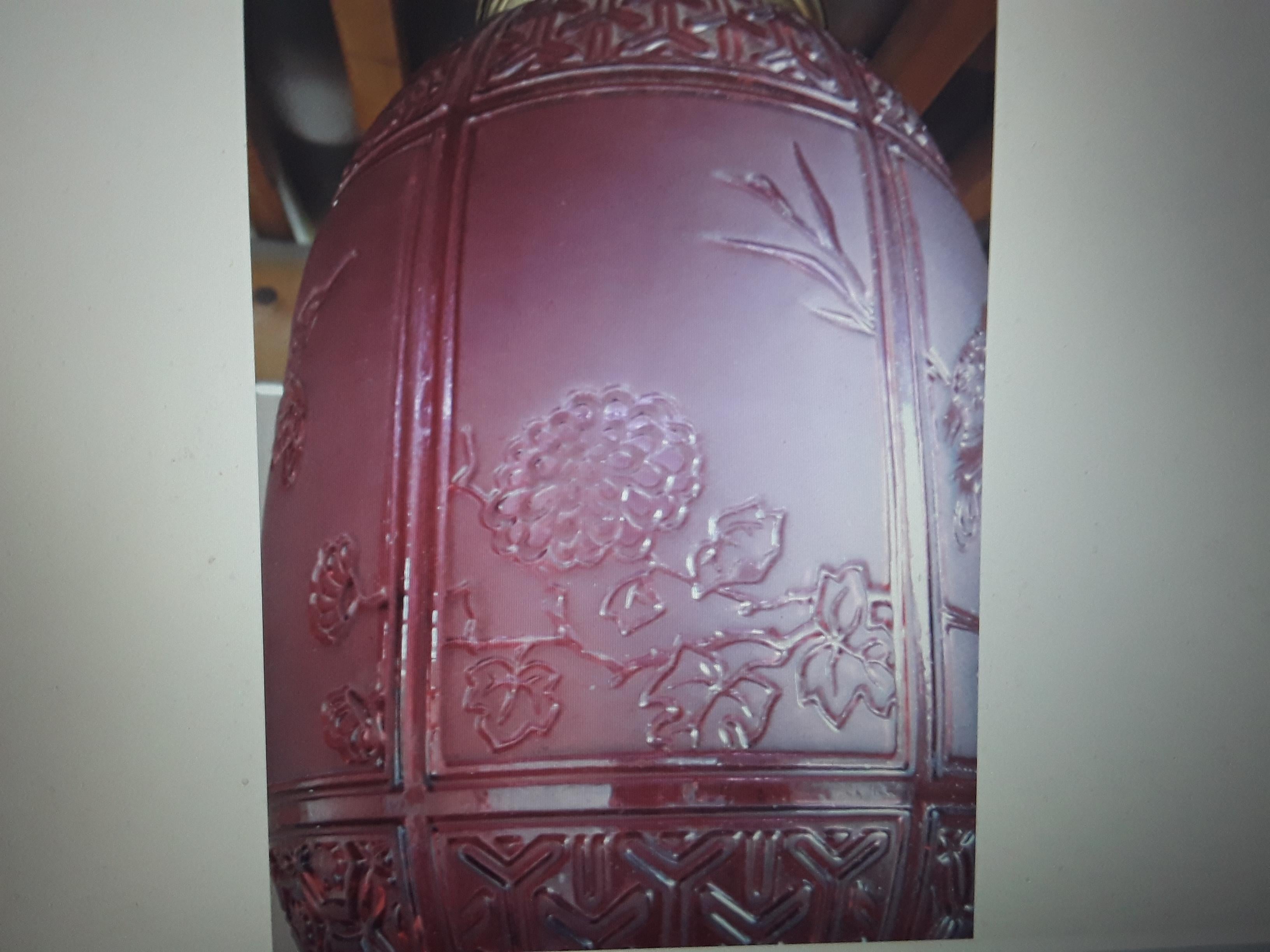 c1890 French Napoleon III Signed Baccarat Red Japanese Scenes -Lantern/ Pendant 7