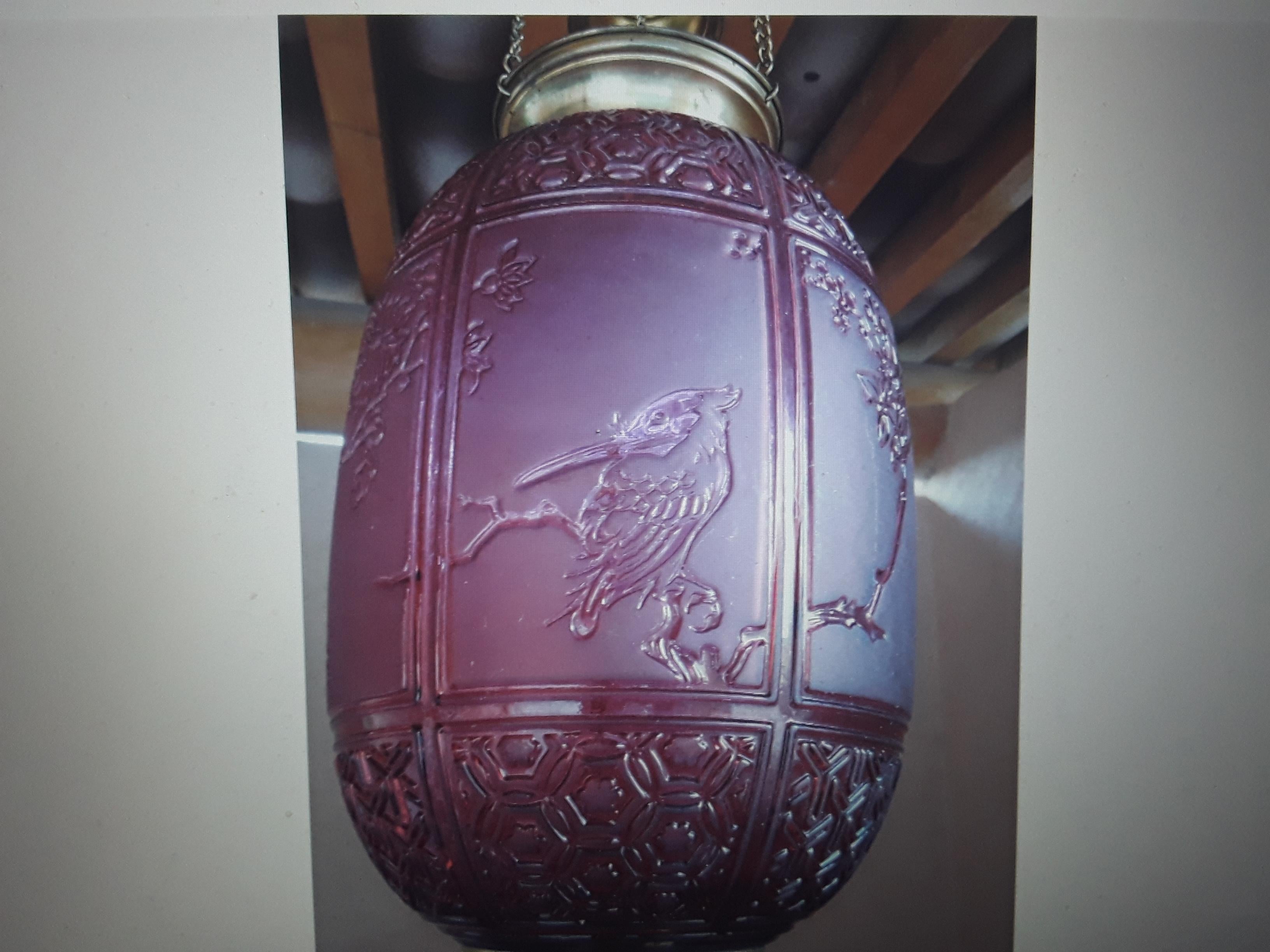 c1890 French Napoleon III Signed Baccarat Red Japanese Scenes -Lantern/ Pendant For Sale 9