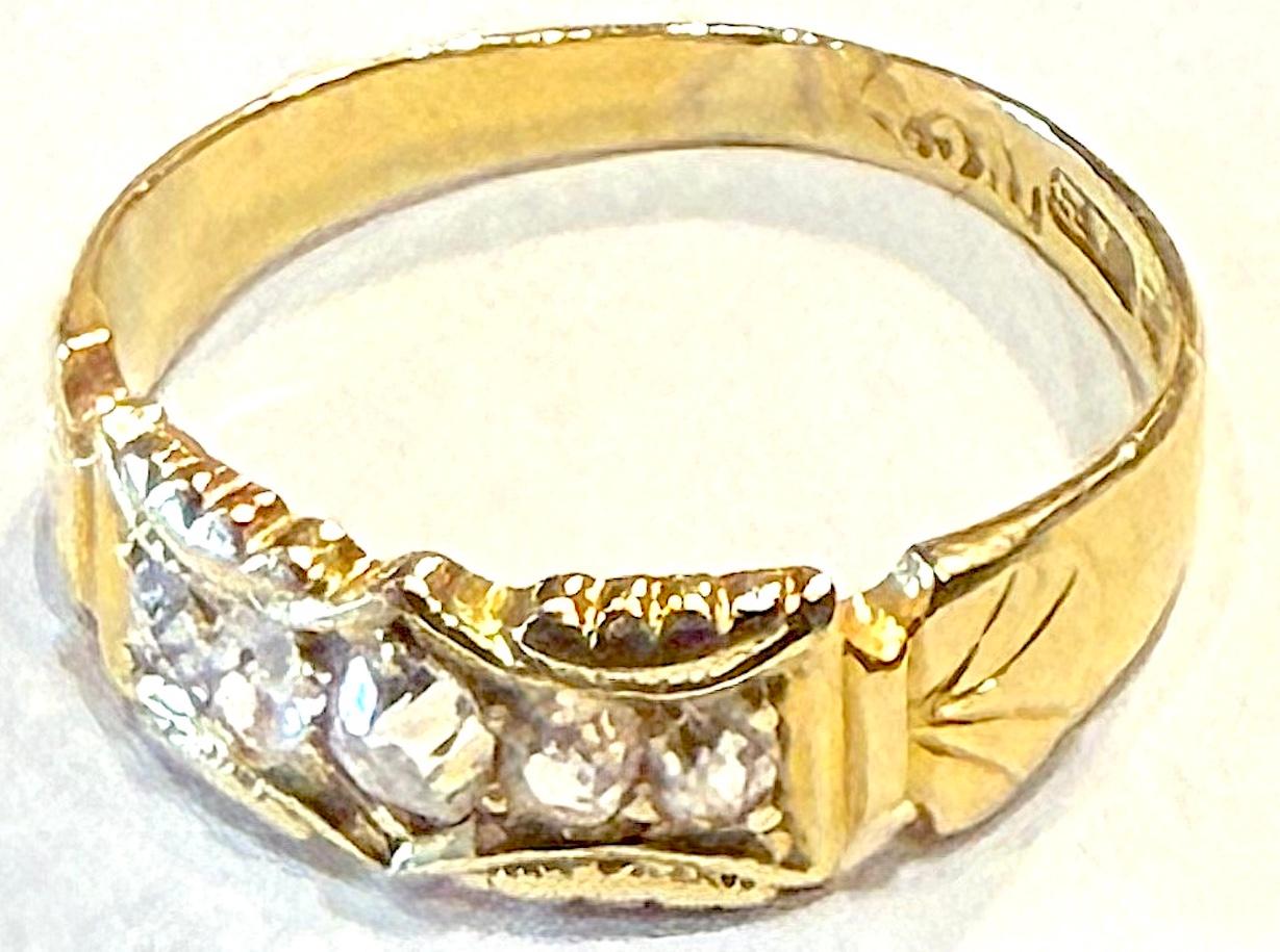 C1890 Viktorianischer 18K 5 Diamanten Ring markiert E&B im Angebot 5