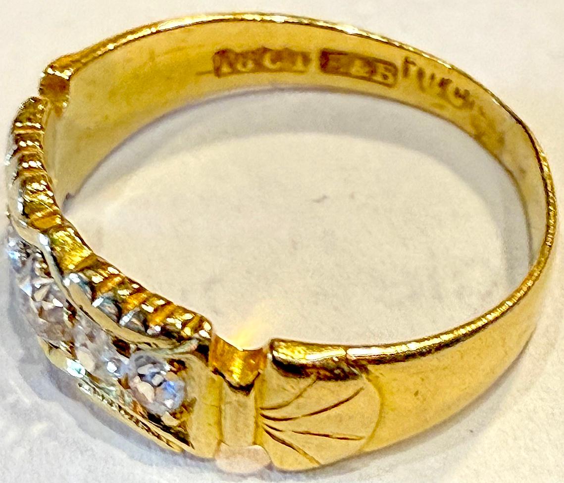 C1890 Viktorianischer 18K 5 Diamanten Ring markiert E&B im Angebot 6