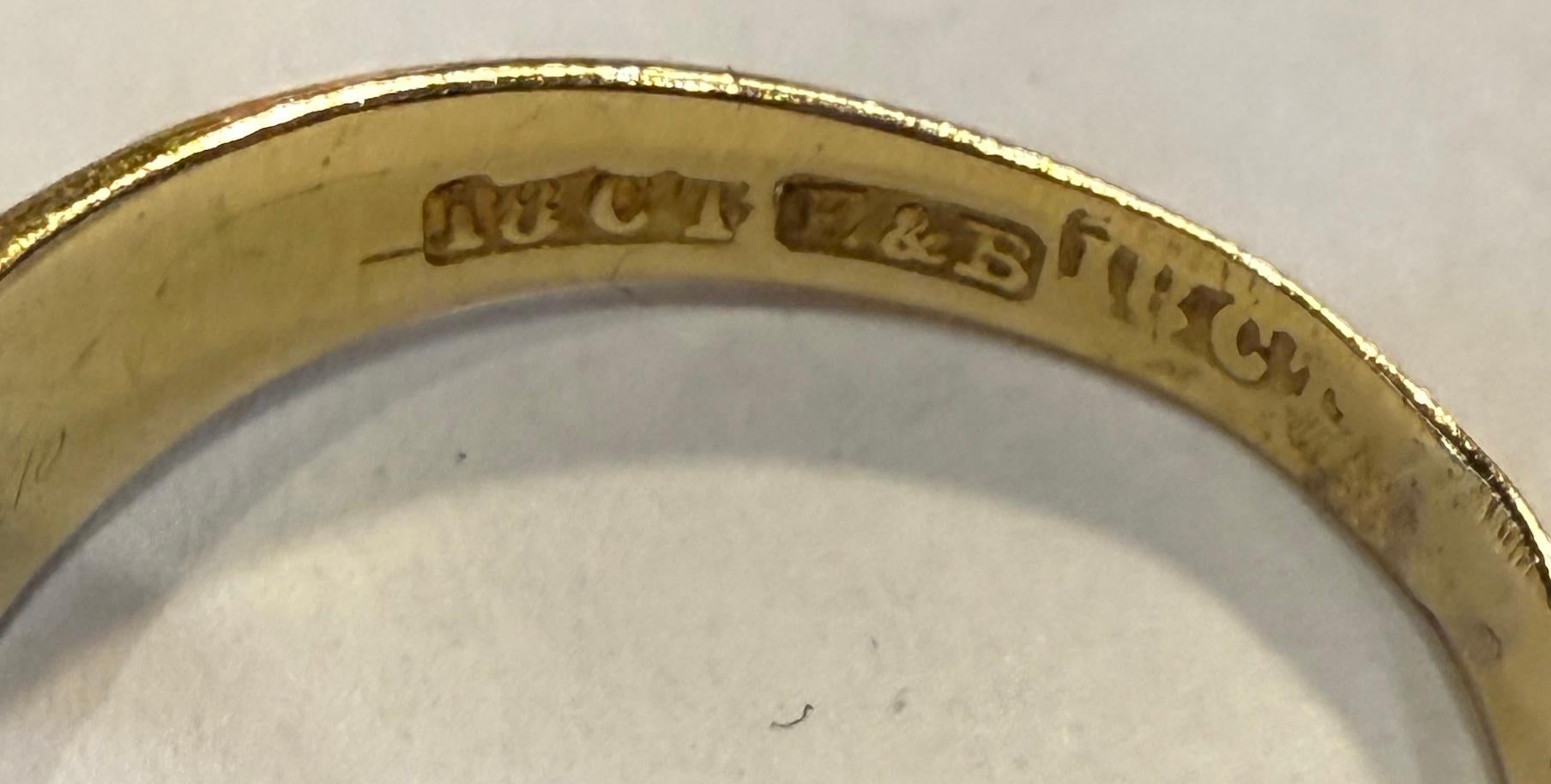 C1890 Viktorianischer 18K 5 Diamanten Ring markiert E&B für Damen oder Herren im Angebot