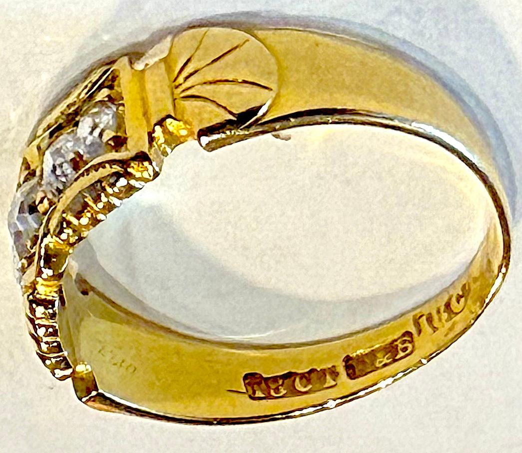 C1890 Viktorianischer 18K 5 Diamanten Ring markiert E&B im Angebot 2