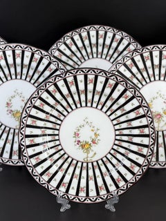 c.1891–1919 Coalport English Bone China Plates, Set of 6, Victorian Era, 8.9in