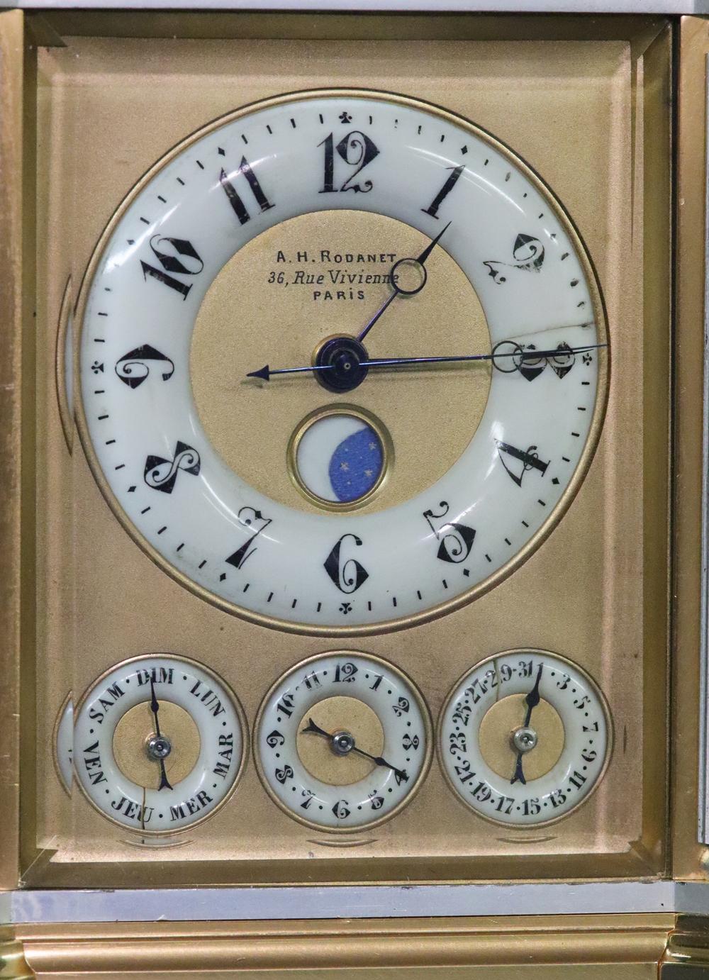 20th Century c.1895 French Carriage Clock with Complications by Rodanet