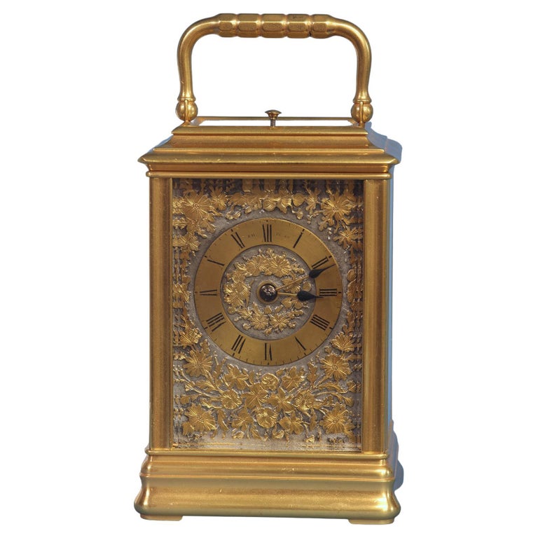c.1895 French Carriage Clock with Decorative Metal Panels For Sale at ...