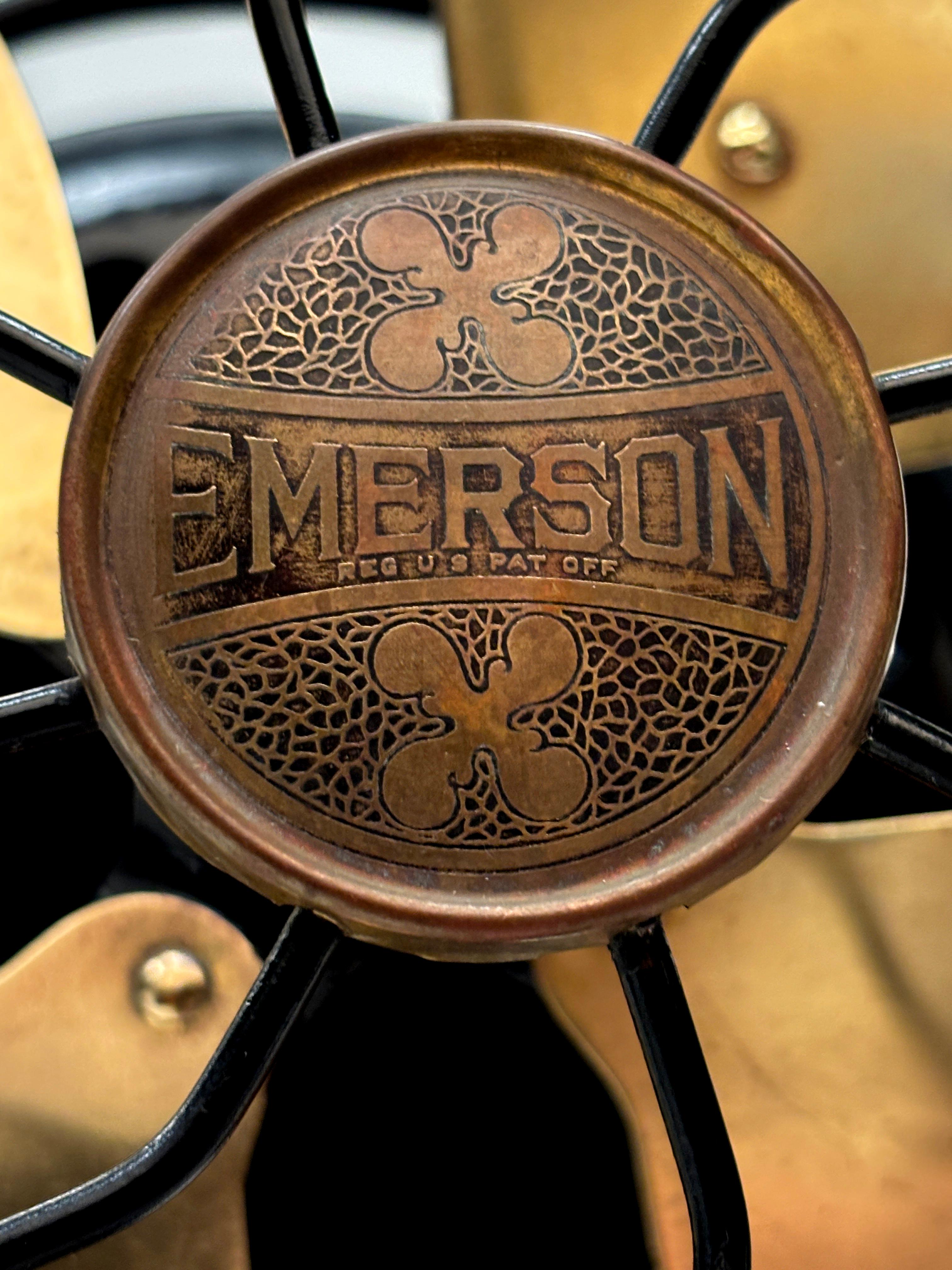c.1899 Brass and Black Cast Iron Emerson Table Top Fan For Sale 5
