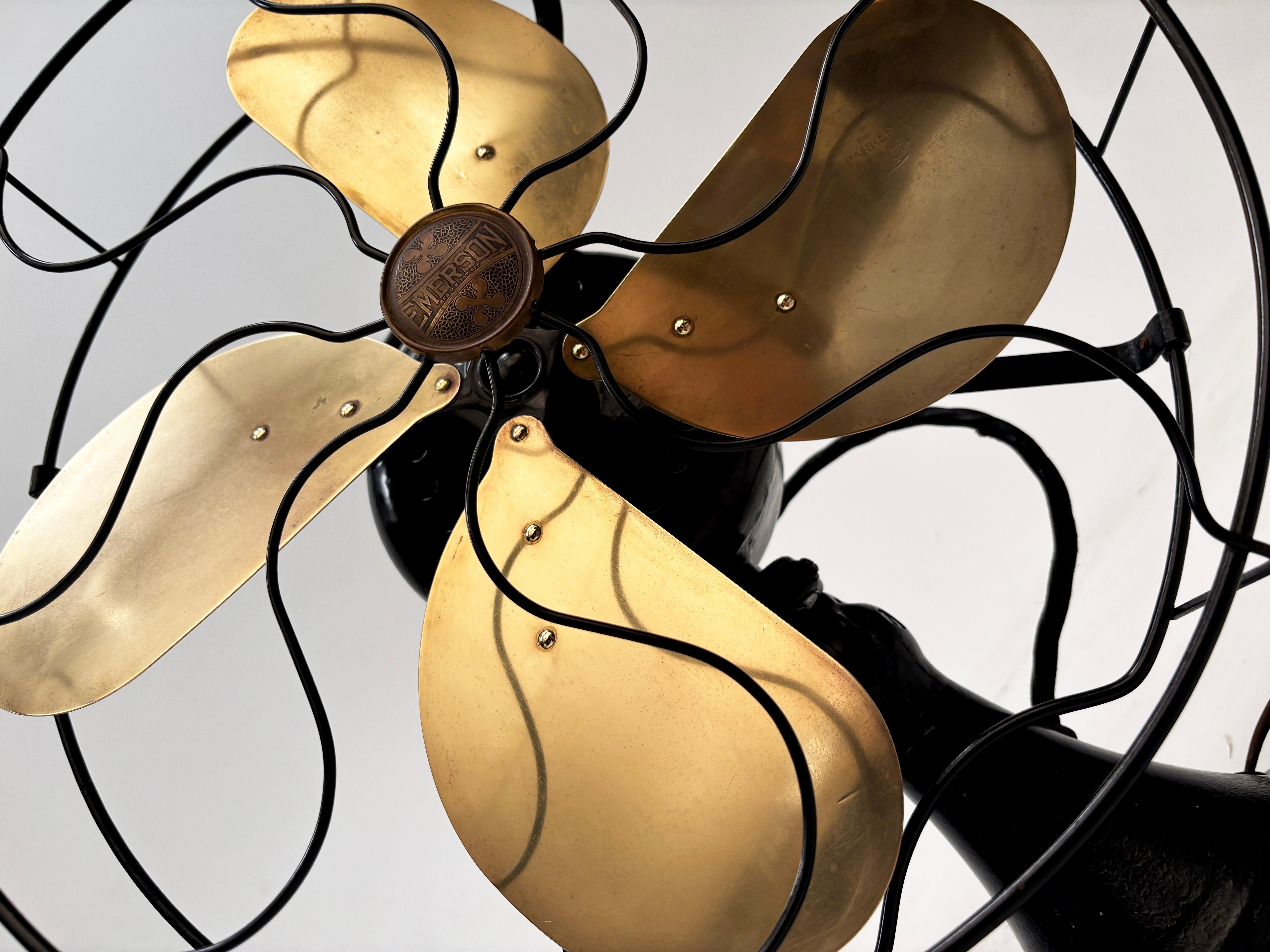 c.1899 Brass and Black Cast Iron Emerson Table Top Fan For Sale 6