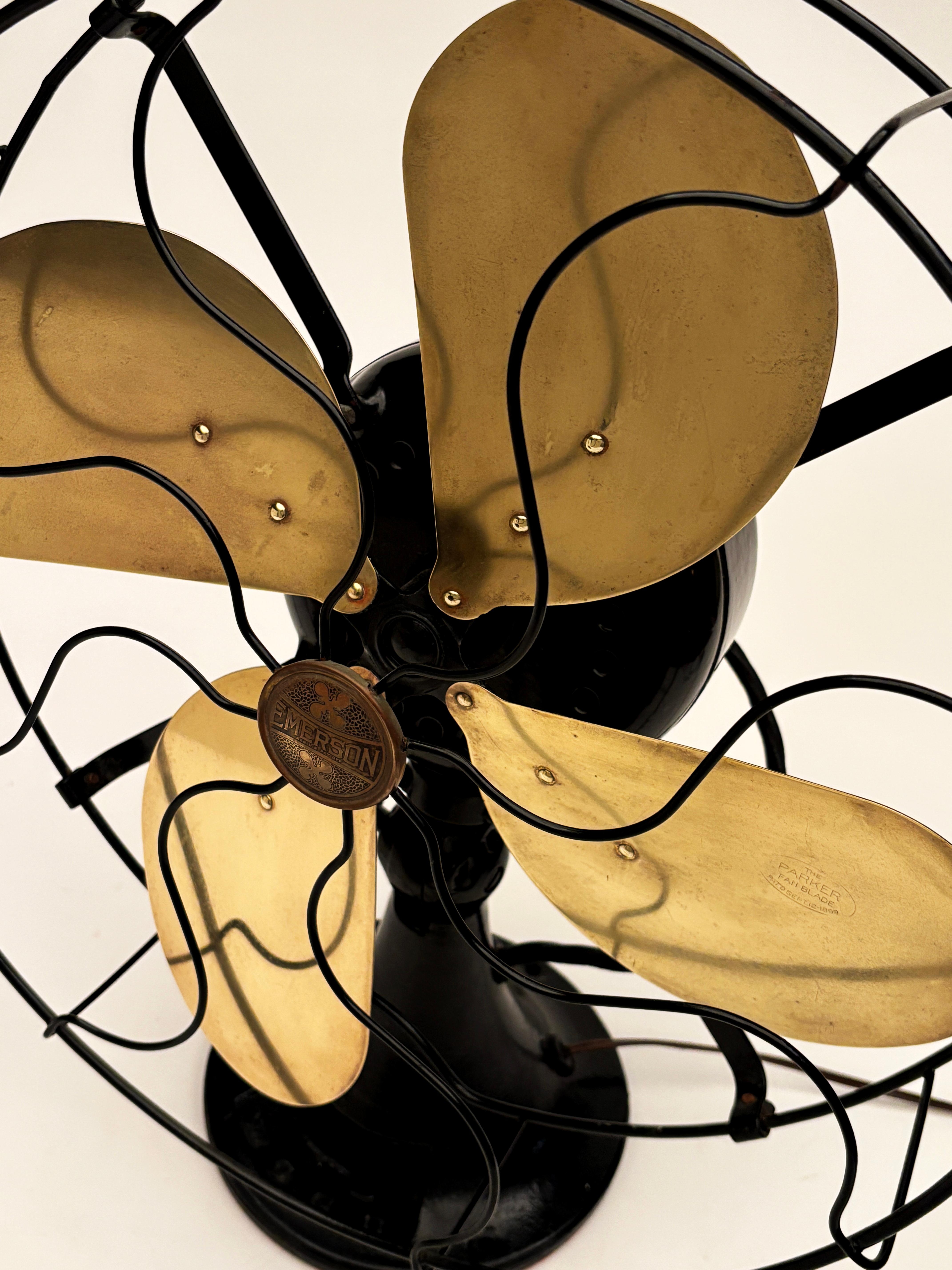 c.1899 Brass and Black Cast Iron Emerson Table Top Fan For Sale 7