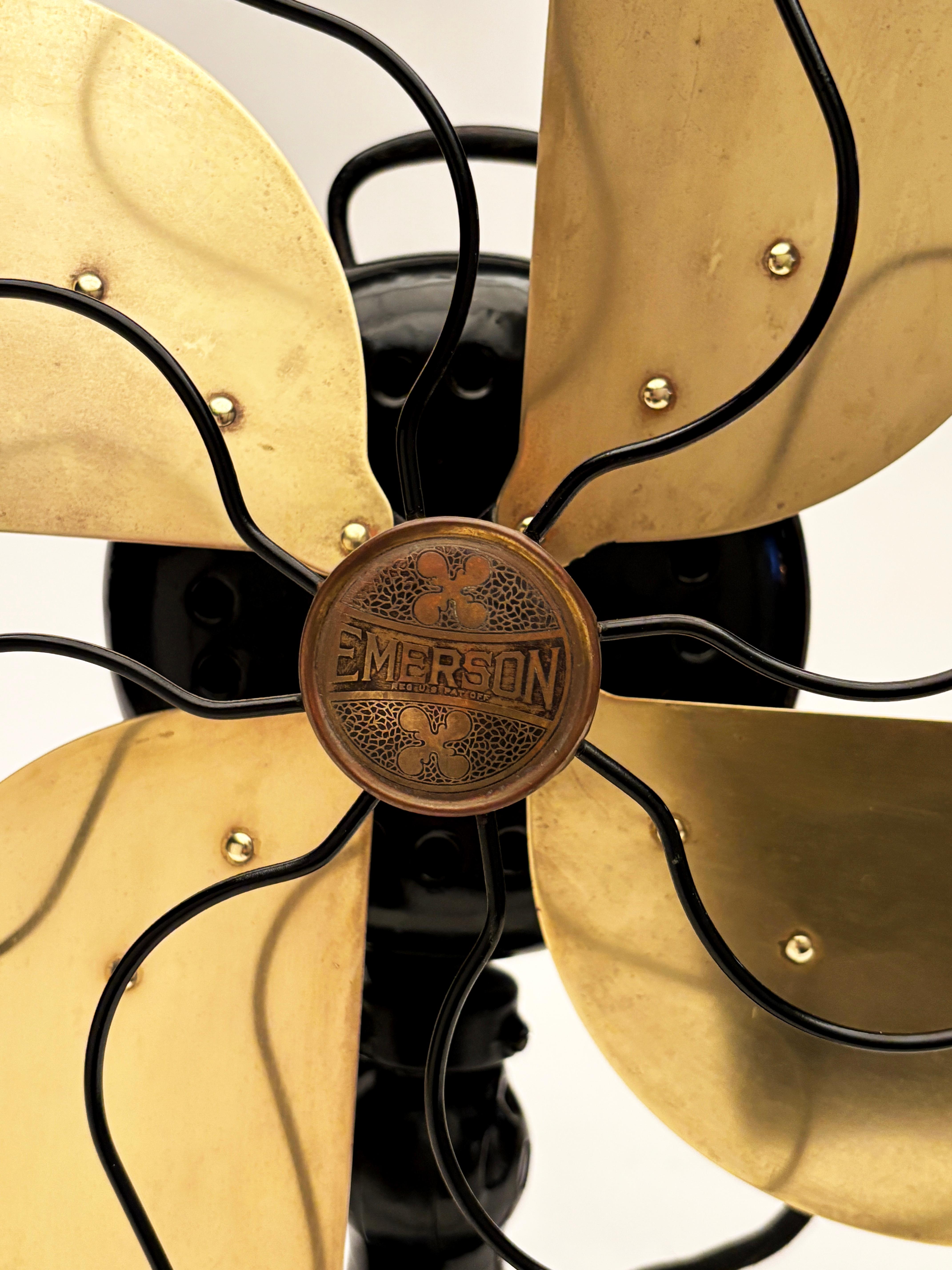 c.1899 Brass and Black Cast Iron Emerson Table Top Fan For Sale 8