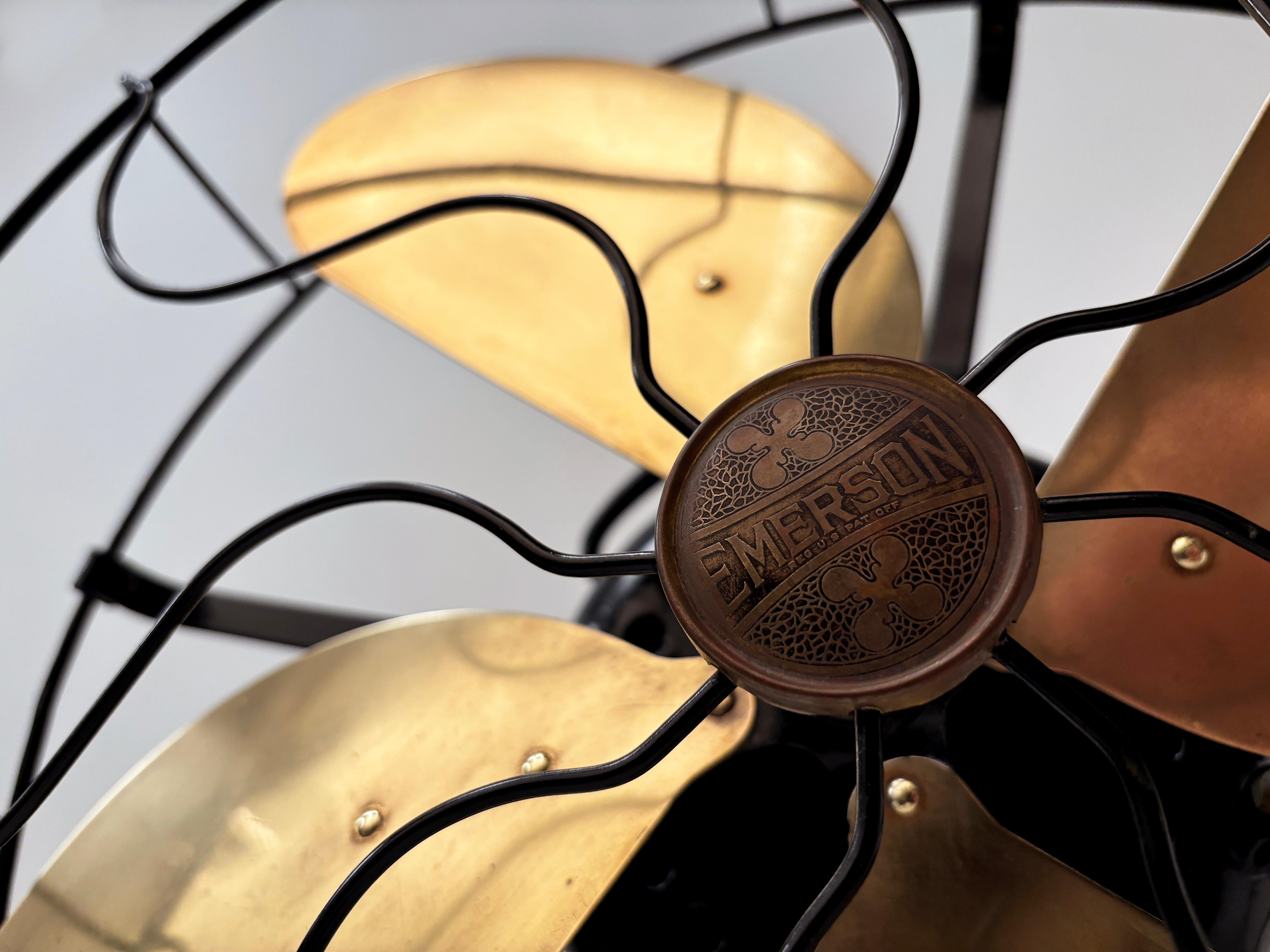 c.1899 Brass and Black Cast Iron Emerson Table Top Fan For Sale 3